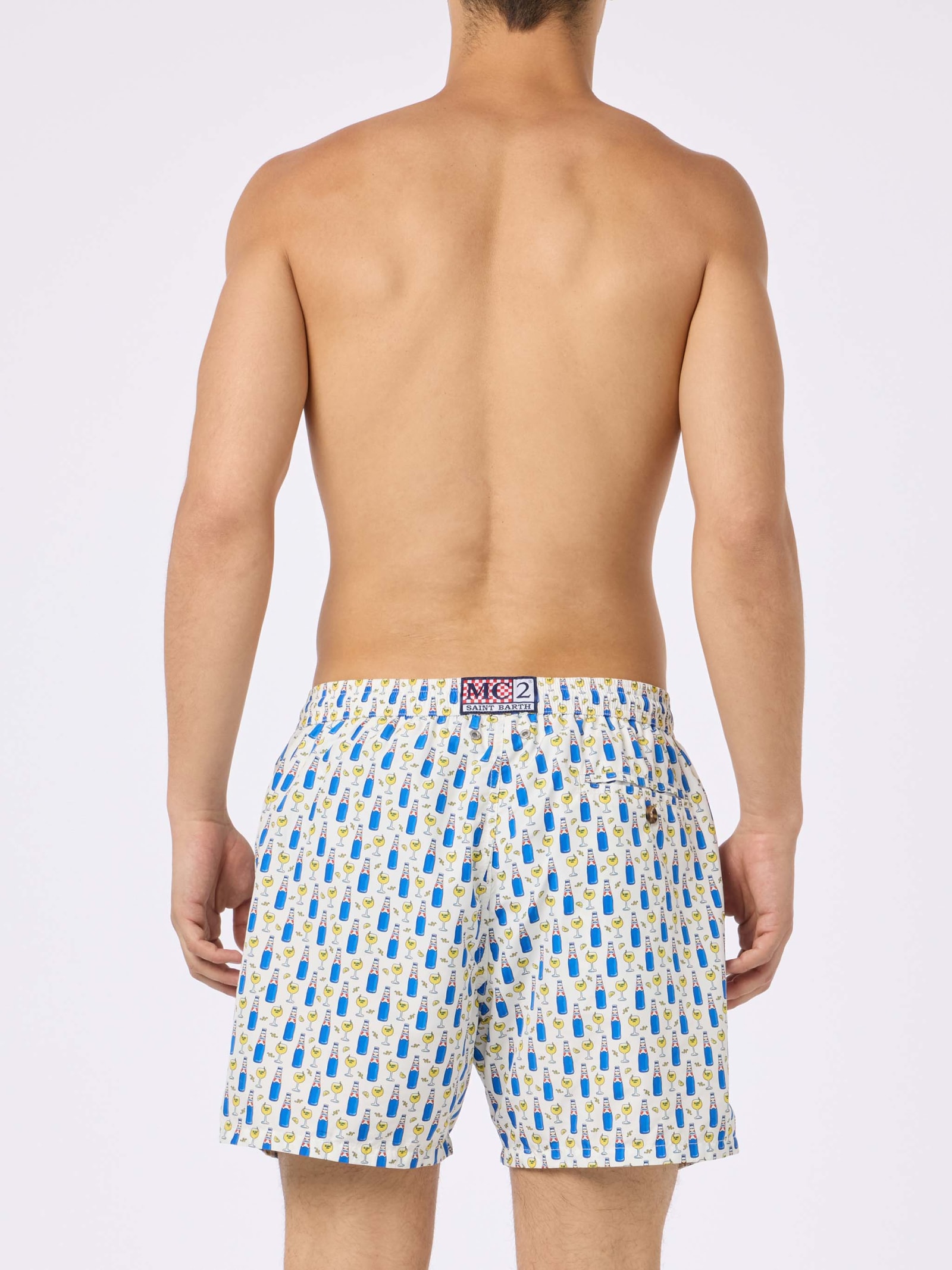 MC2 SAINT BARTH MAN LIGHTWEIGHT FABRIC SWIM SHORTS WITH BLANC 1664 PRINT BLANC 1664 SPECIAL EDITION