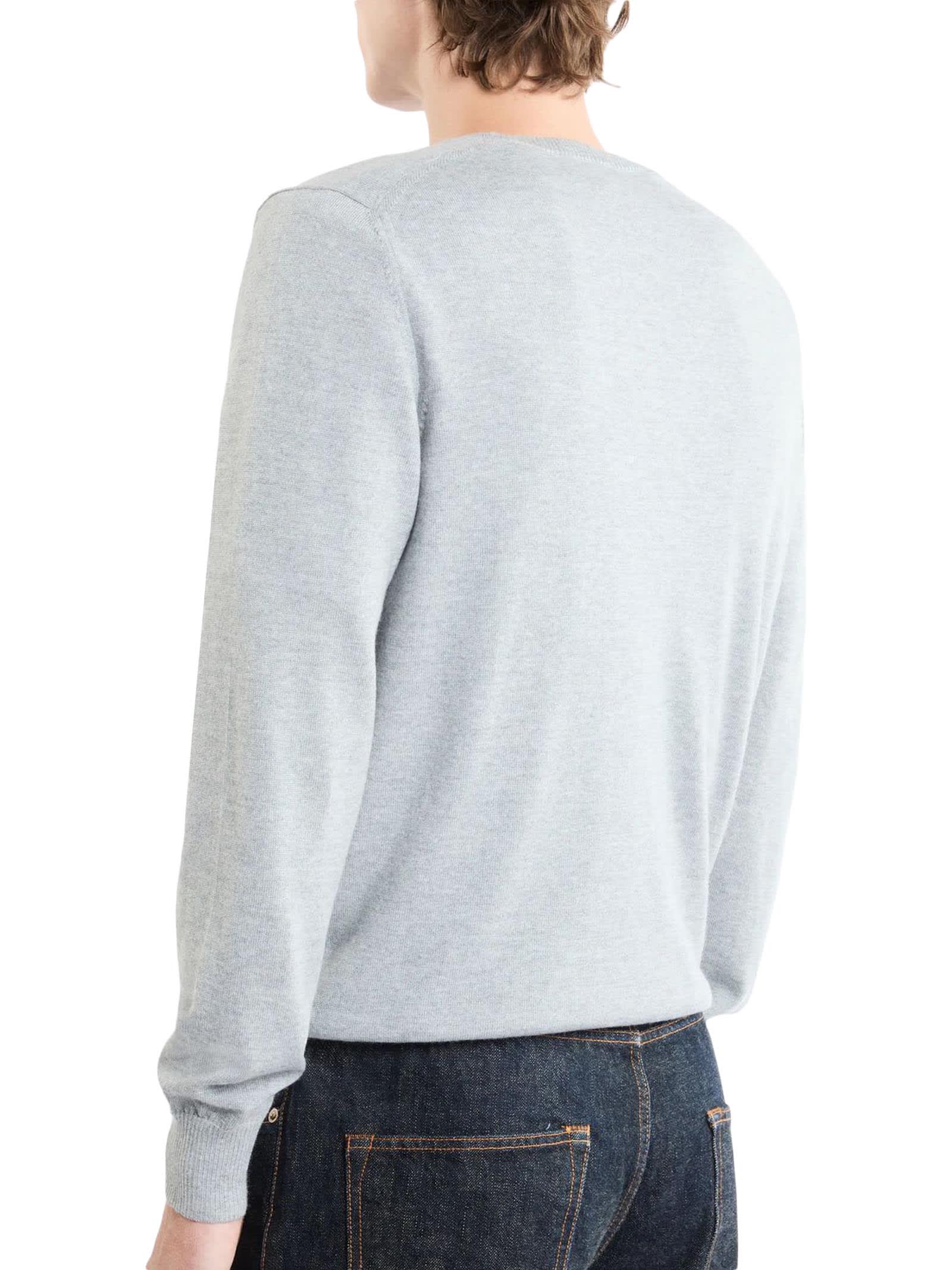 Shop Fay Jumper In Grey Merinos Wool Knit