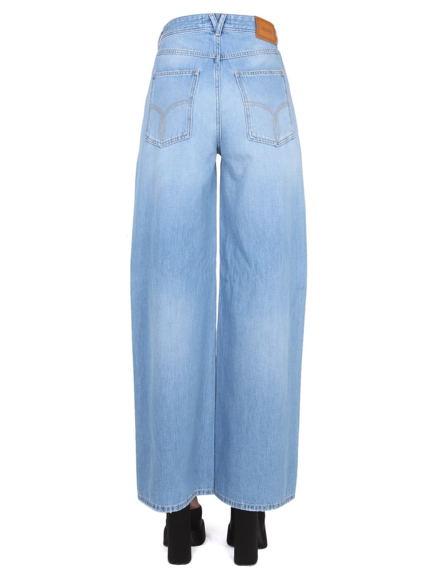 Shop Versace Medusa Wide Leg Jeans In Blue