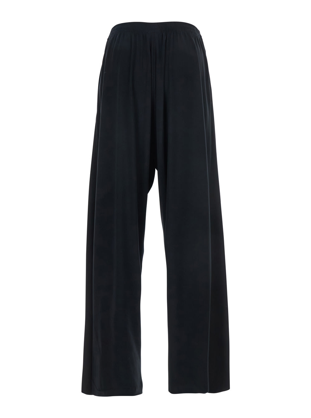 Balenciaga Black Fluid Poplin Large Elastic Trousers In Black