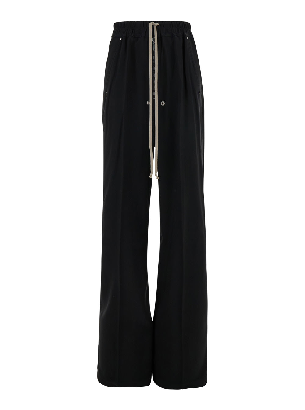 Shop Rick Owens Black Wide Pants With Oversized Drawstring In Jersey Woman