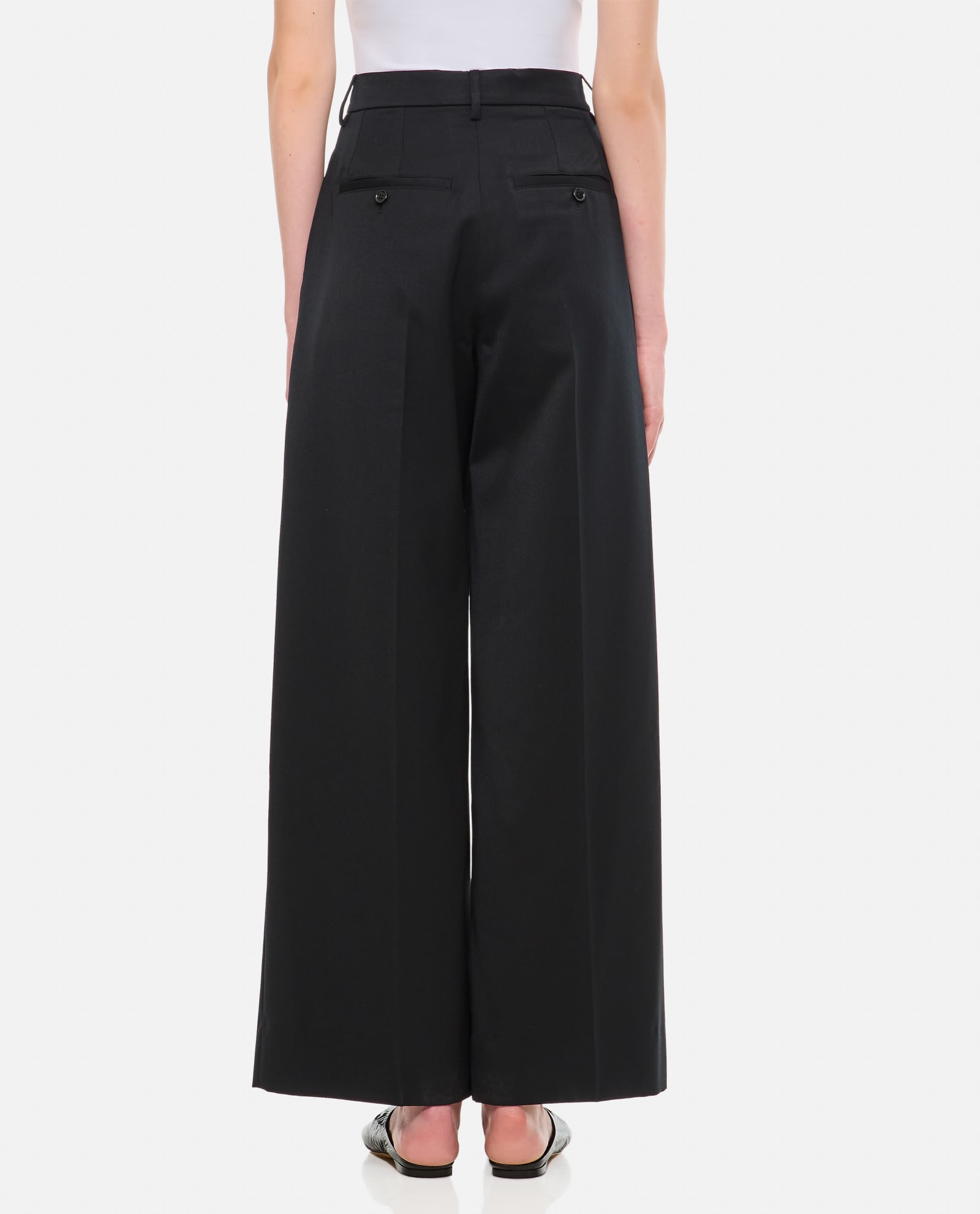 Shop Simone Rocha Pleated Wide Leg Trousers In Black