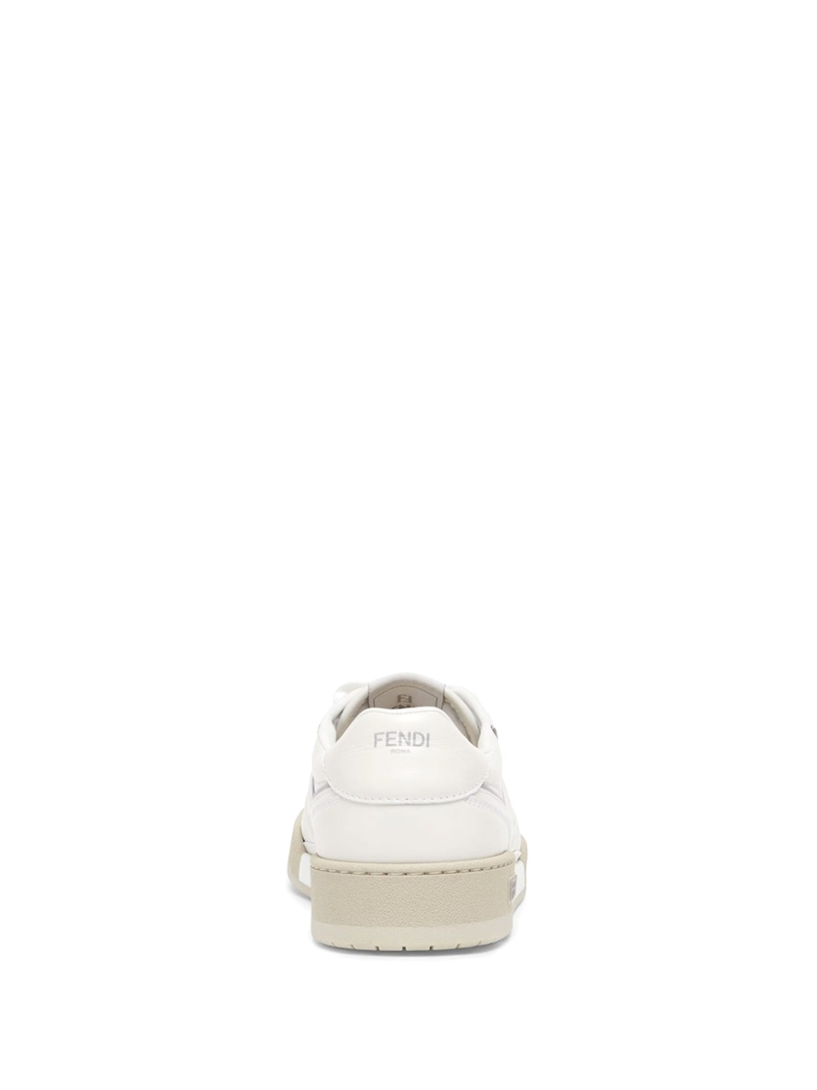 Shop Fendi Low Top Sneaker In White Leather In Bianco Grgio Chiaro