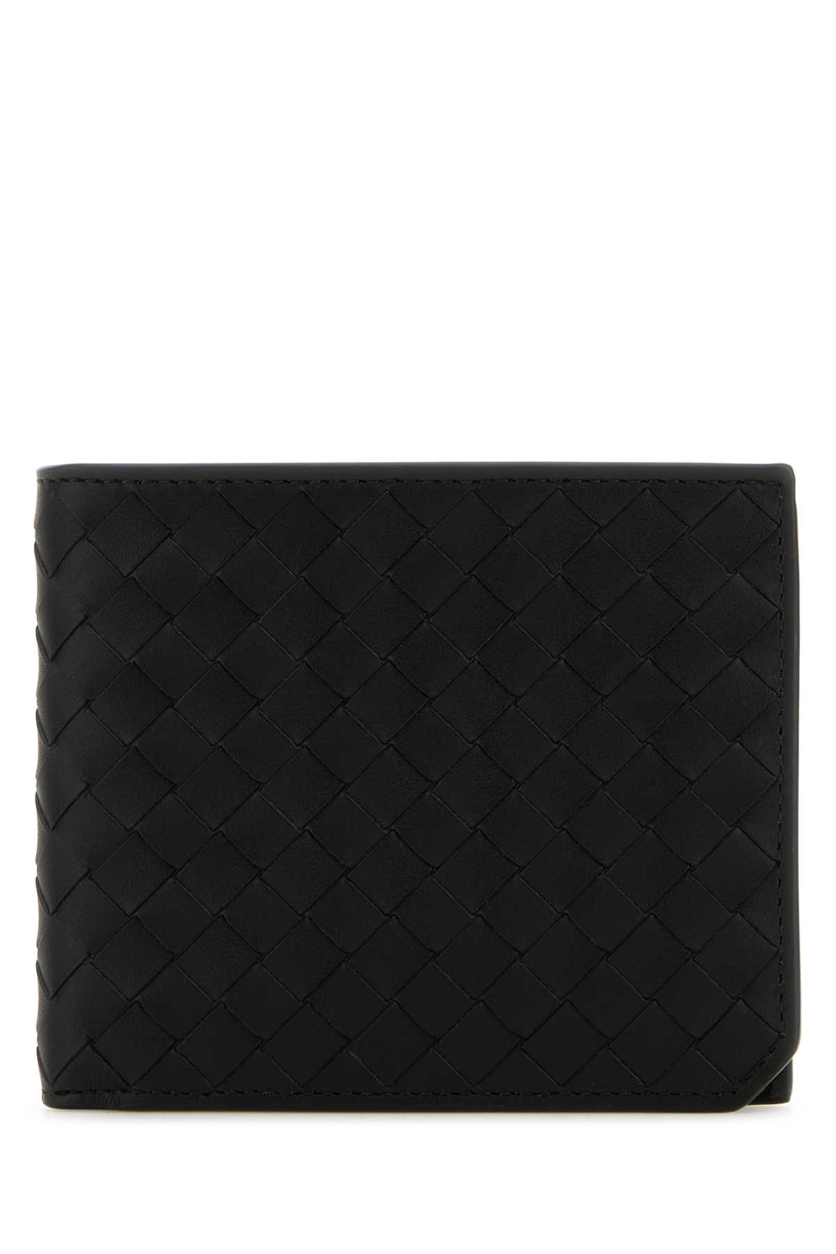 Black Leather Intrecciato Wallet