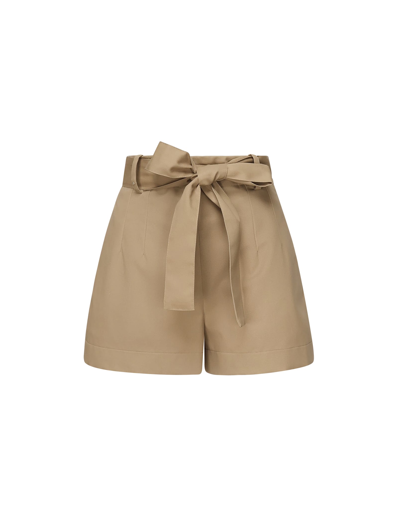 Pleat Detailed Belted Shorts