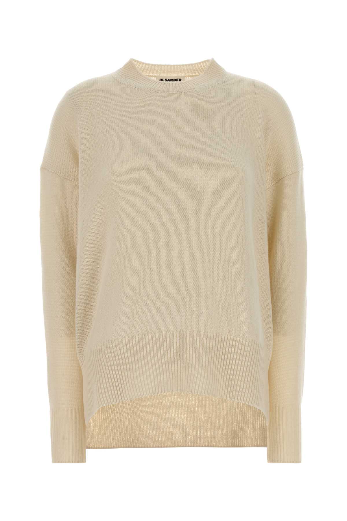 Jil Sander Beige Ribbed Pullover In Cashmere Woman