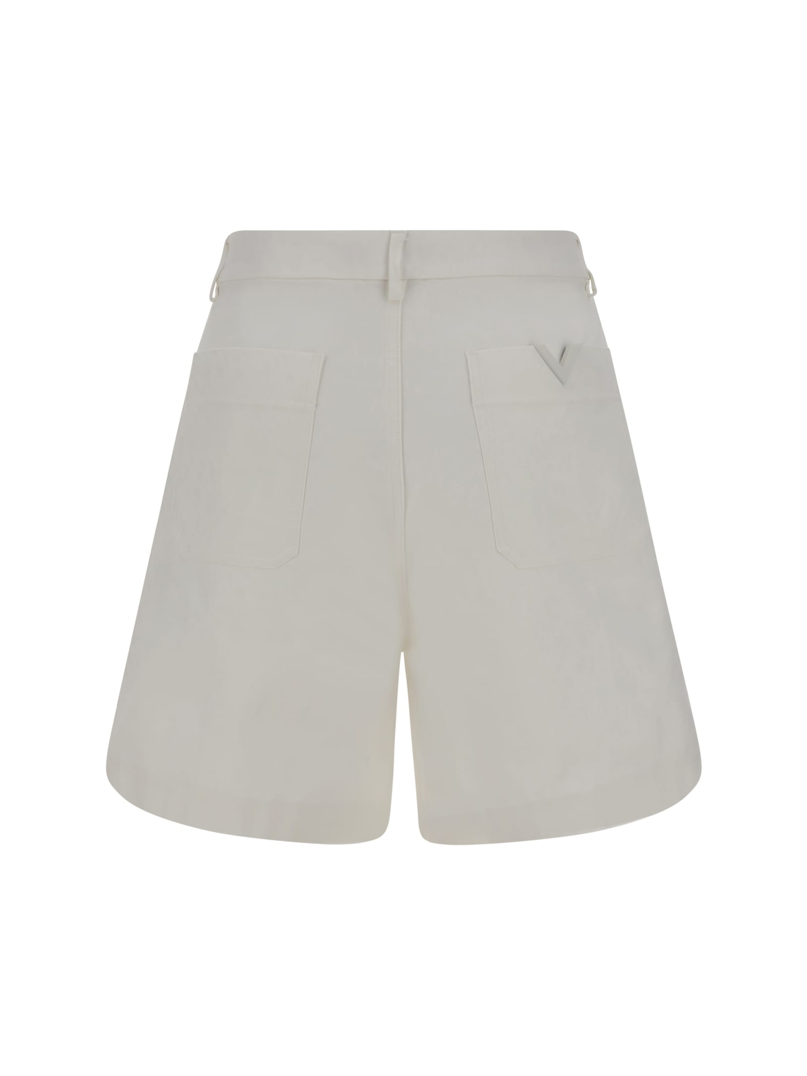 Shop Valentino Cotton Shorts In Avorio