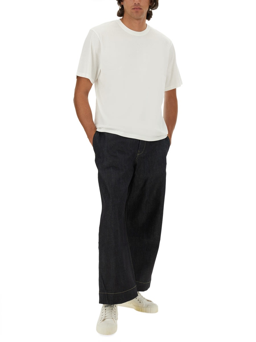 Studio Nicholson Jersey - Branded Easy Fit Ss T-shirt White Relaxed Fit T-shirt - Piu In White