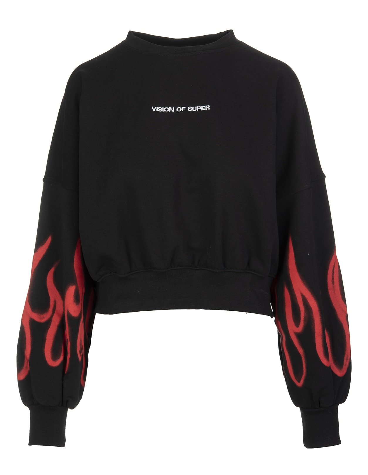 Vision of Super Woman Black Sweatshirt With Red Spray Flames