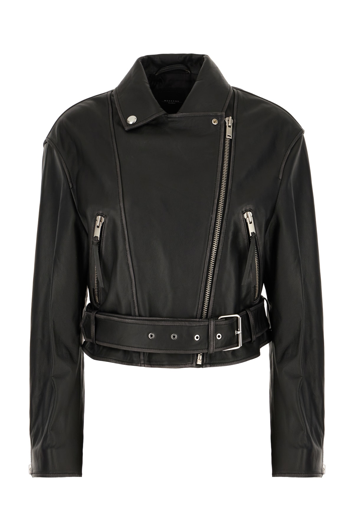 Weekend Max Mara Black Nappa Leather Jacket In Nero