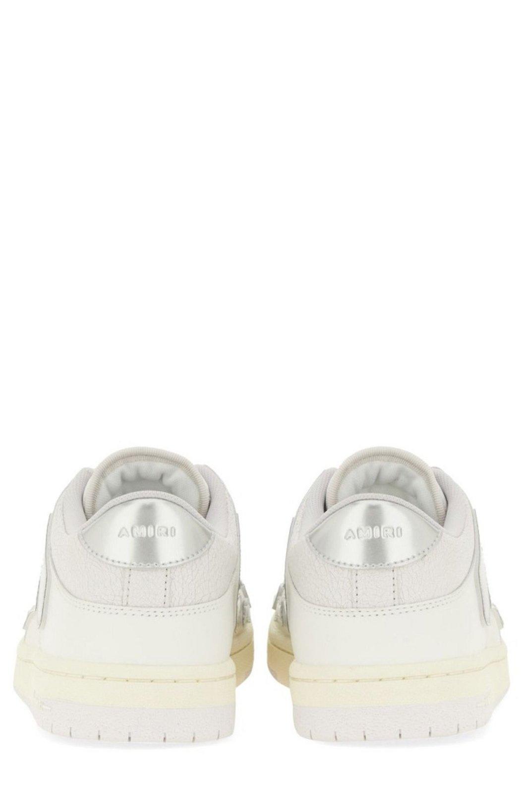 Shop Amiri Skel Top Lace-up Sneakers In White/silver