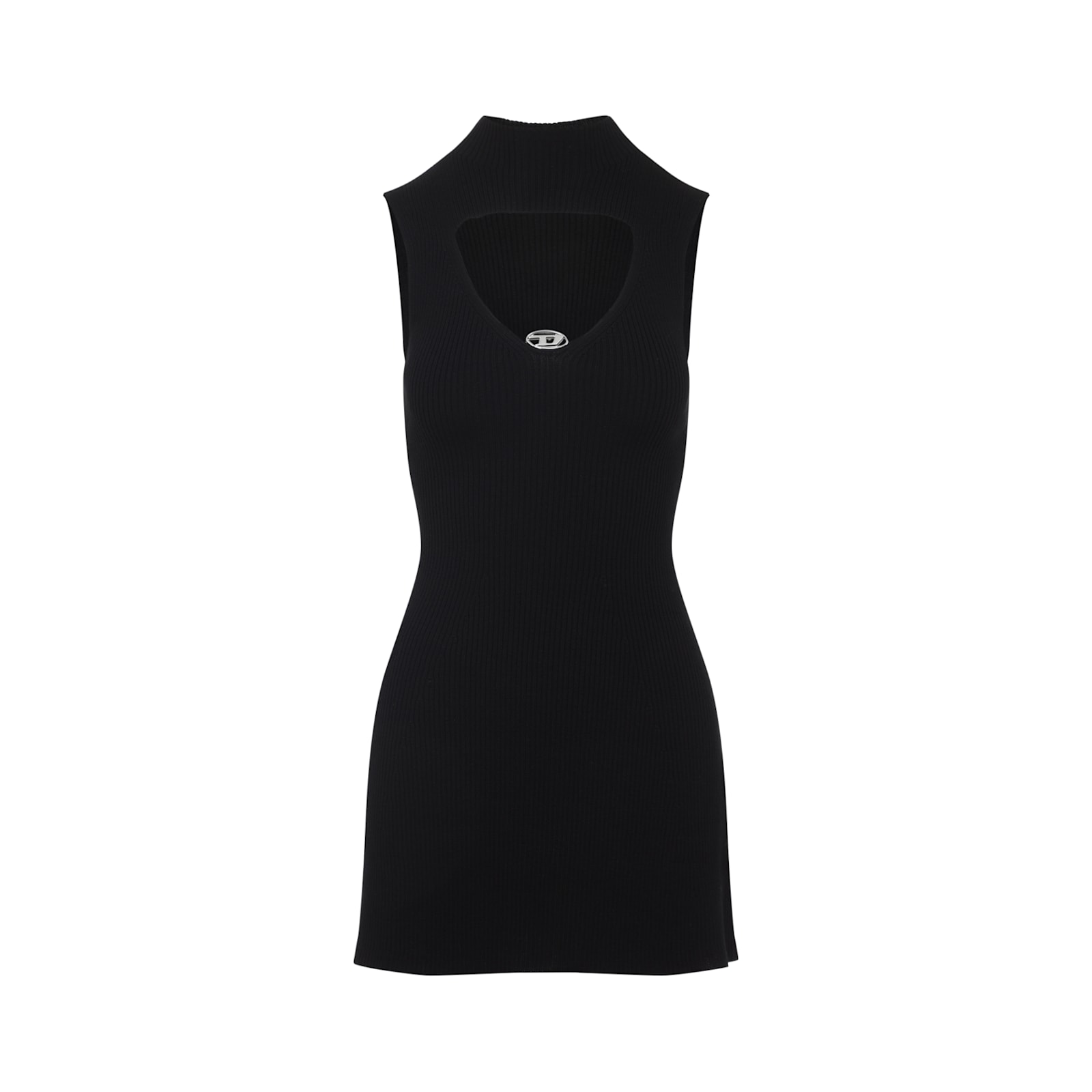 Diesel Womens 9xx M-olini Short Sleeveless Wool Knitted Mini Dress In Black
