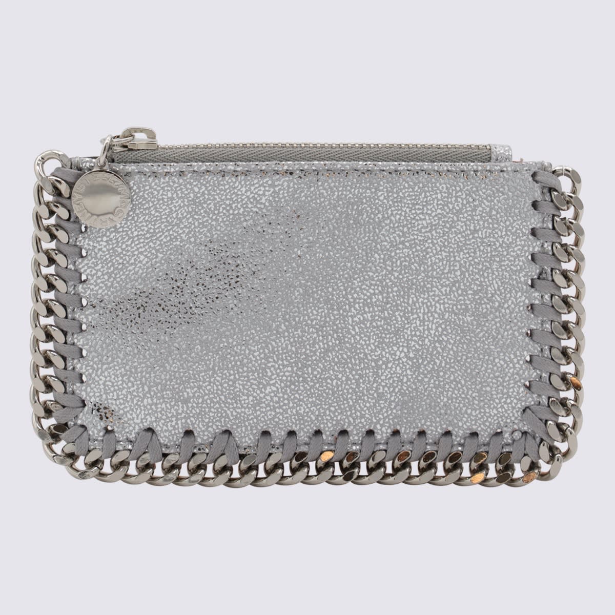 Shop Stella Mccartney Silver Metal Faux Leather Falabella Card Holder