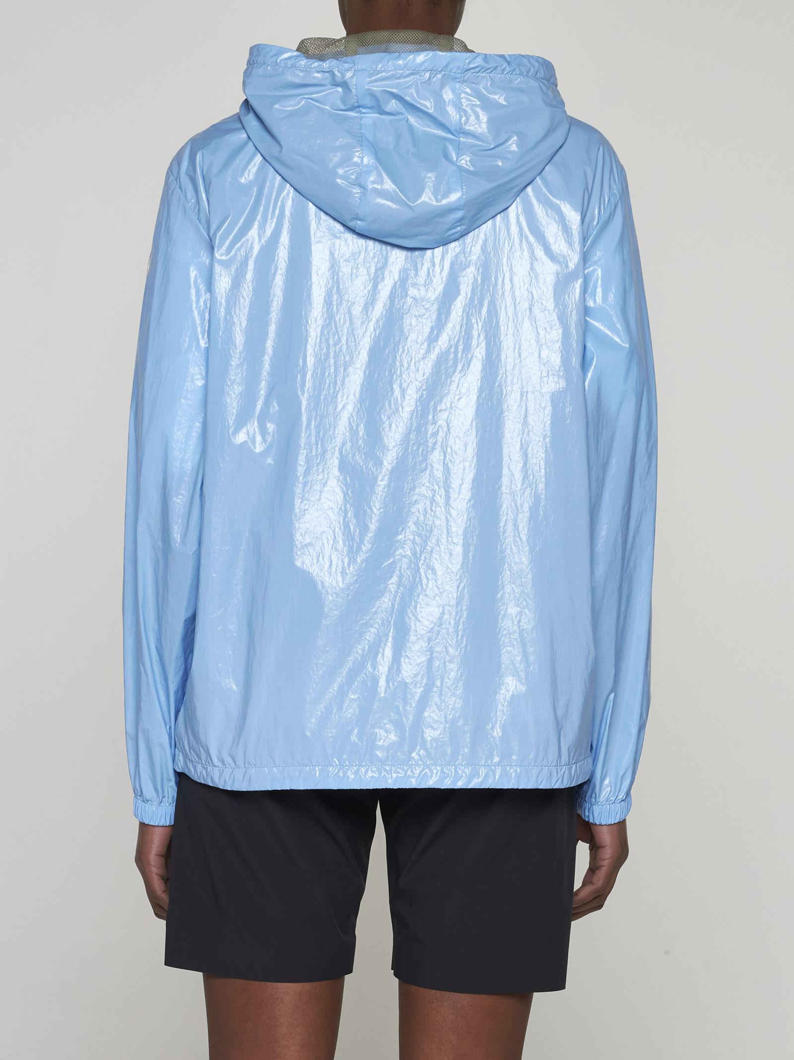 Shop Moncler Wuisse Waxed Cotton Jacket In Azzurro