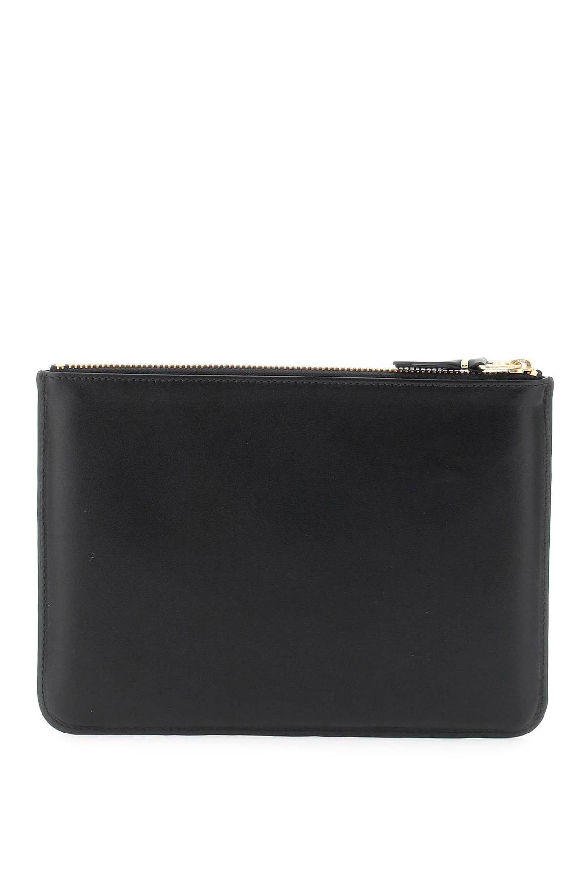 Shop Comme Des Garçons Leather Pouch In Polka Dot Print (black)