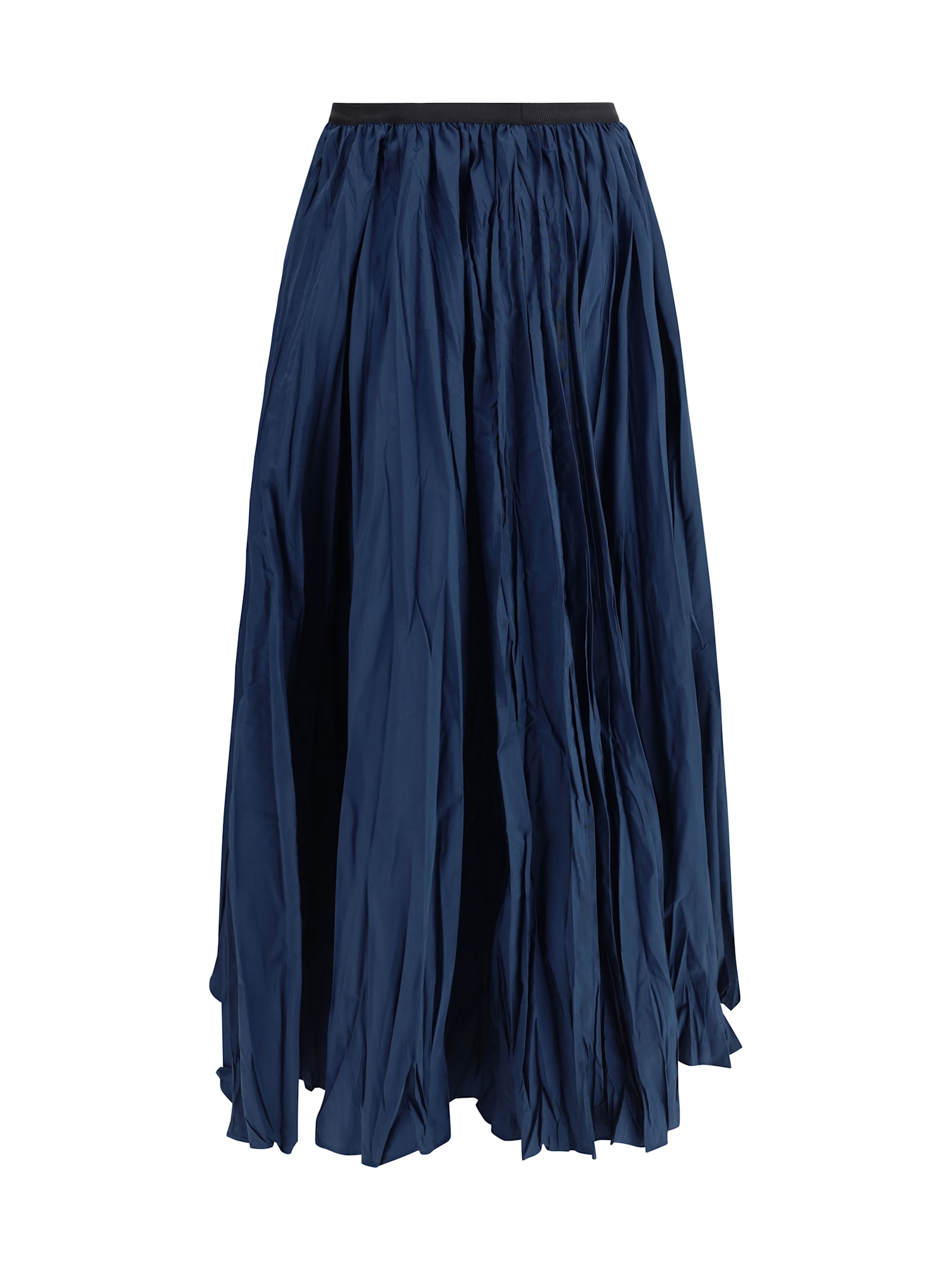 Sara Roka Crinkle-effect Design Pleated Midi Skirt In Blue