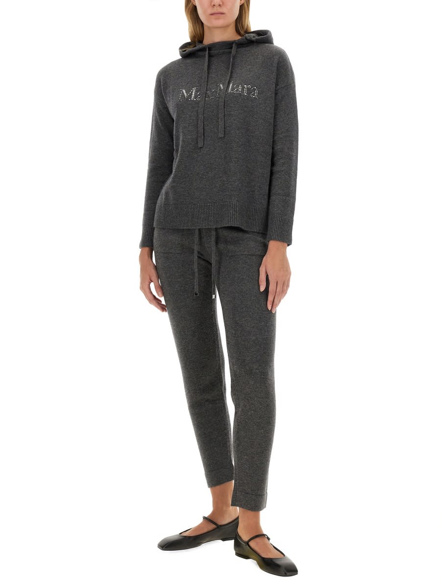 S Max Mara Trousers Wool Blend Drawstring Waistband In Grey