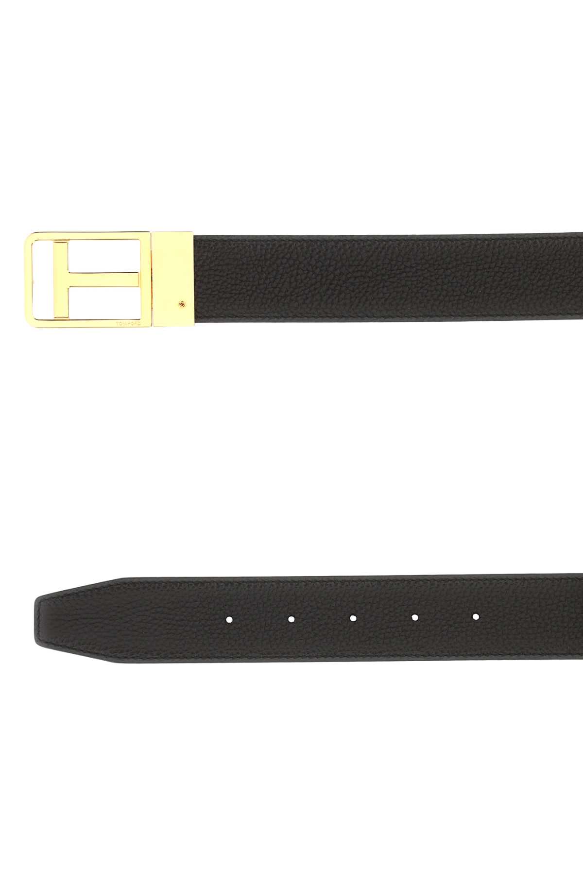Shop Tom Ford Black Leather Belt In 3bn06