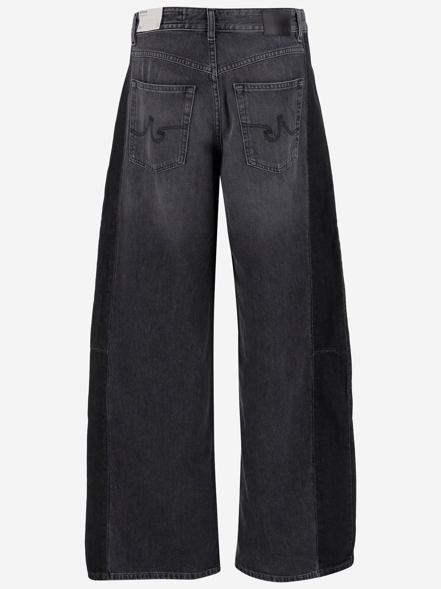 Ag Jeans Wide Fit Dark Grey Jeans With Five-pocket Design And Belt Loops In Multi