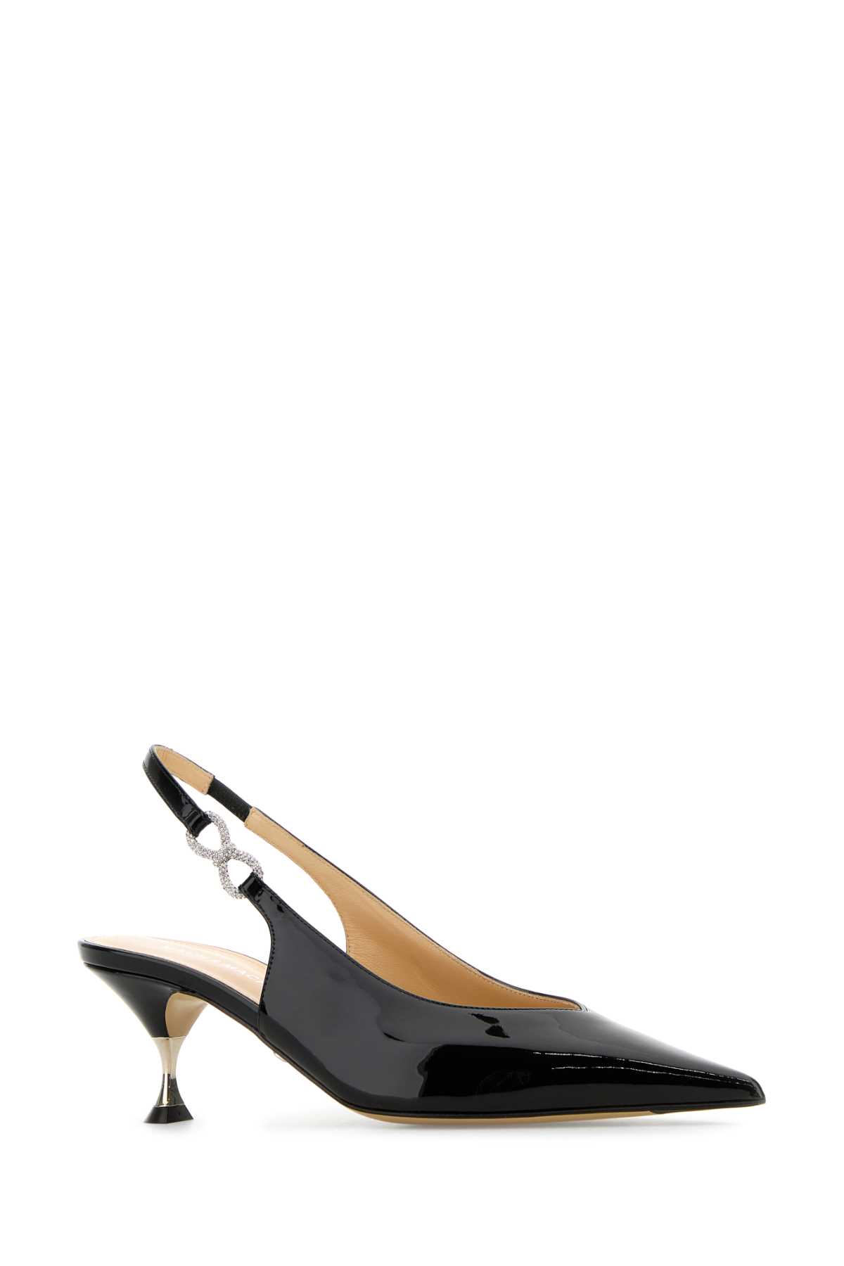 Shop Mach &amp; Mach Black Leather Crystal Bow Pumps