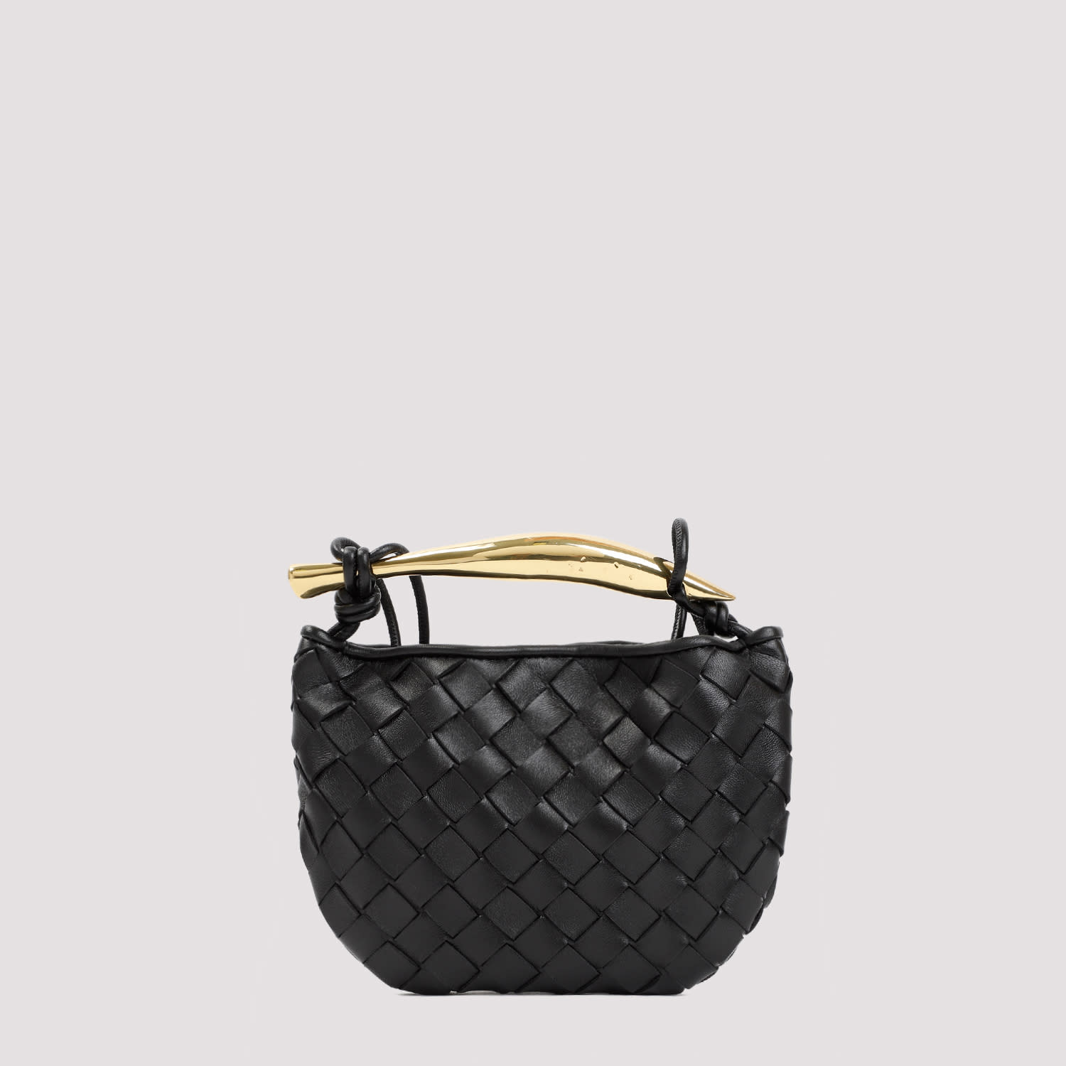 Shop Bottega Veneta Sardine Mini Handbag In Black Brass