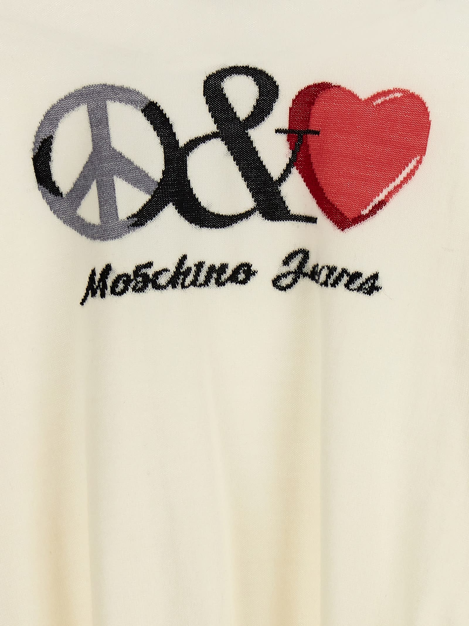 Shop M05ch1n0 Jeans Logo Intarsia Sweater In White