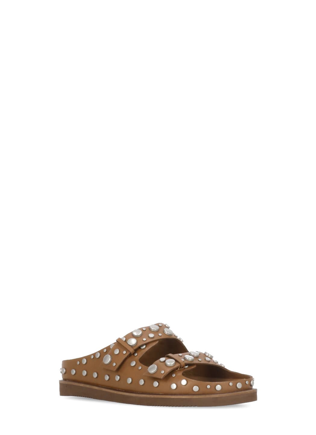 Ash Ultra Tan Leather Studded Two Bar Mules