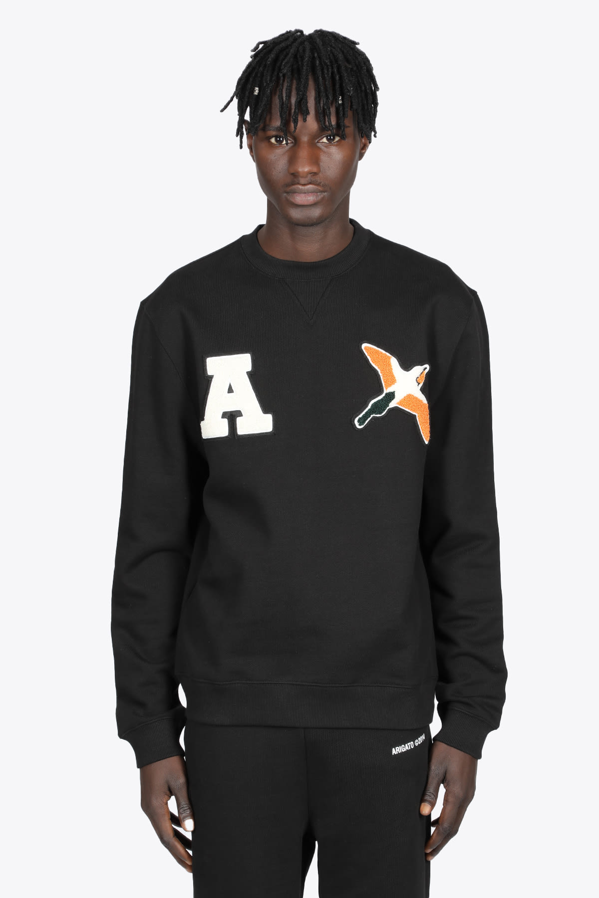 Axel Arigato Varsity Bee Bird Sweatshirt Black sweatshirt with chest embroidery