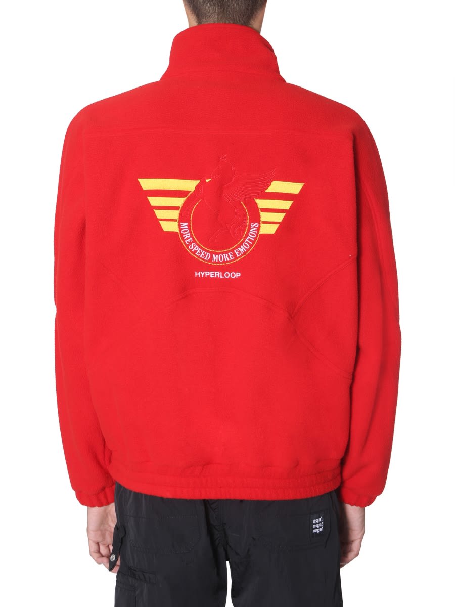 Shop Msgm Zip Sweatshirt In Red