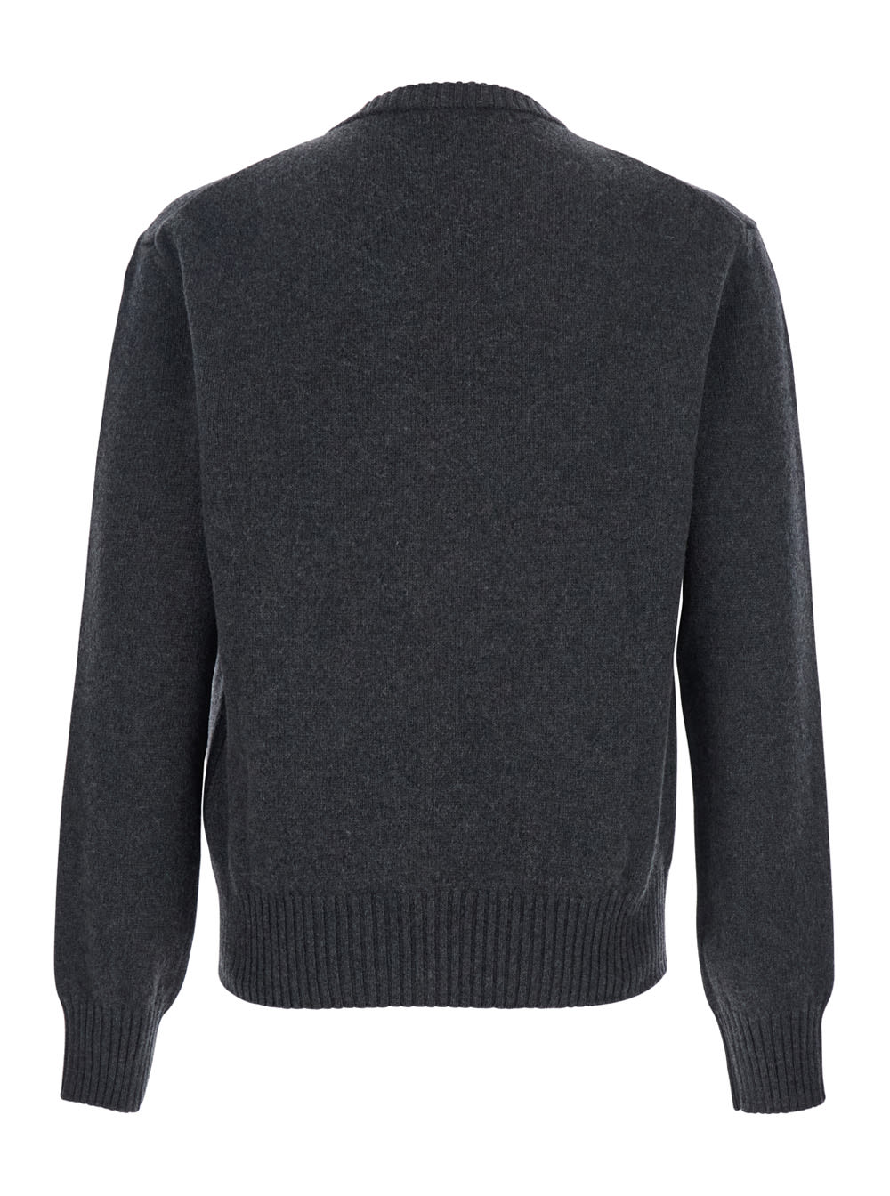 Ami Alexandre Mattiussi Ami Cashmere Blend Cardigan With Deep V-neck In Gray