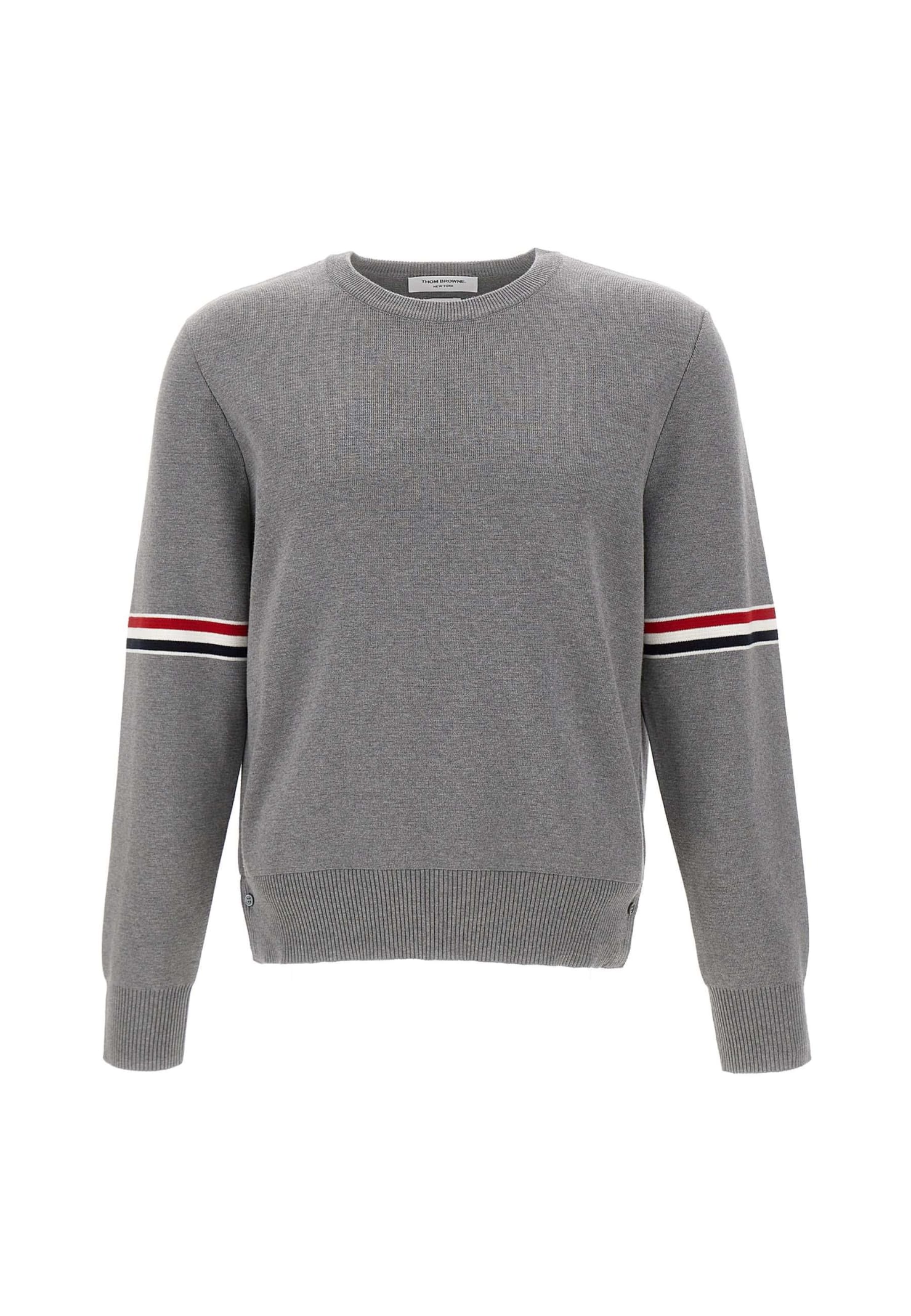 Thom Browne Milano Stitch Crew Neck Pullover In Grey