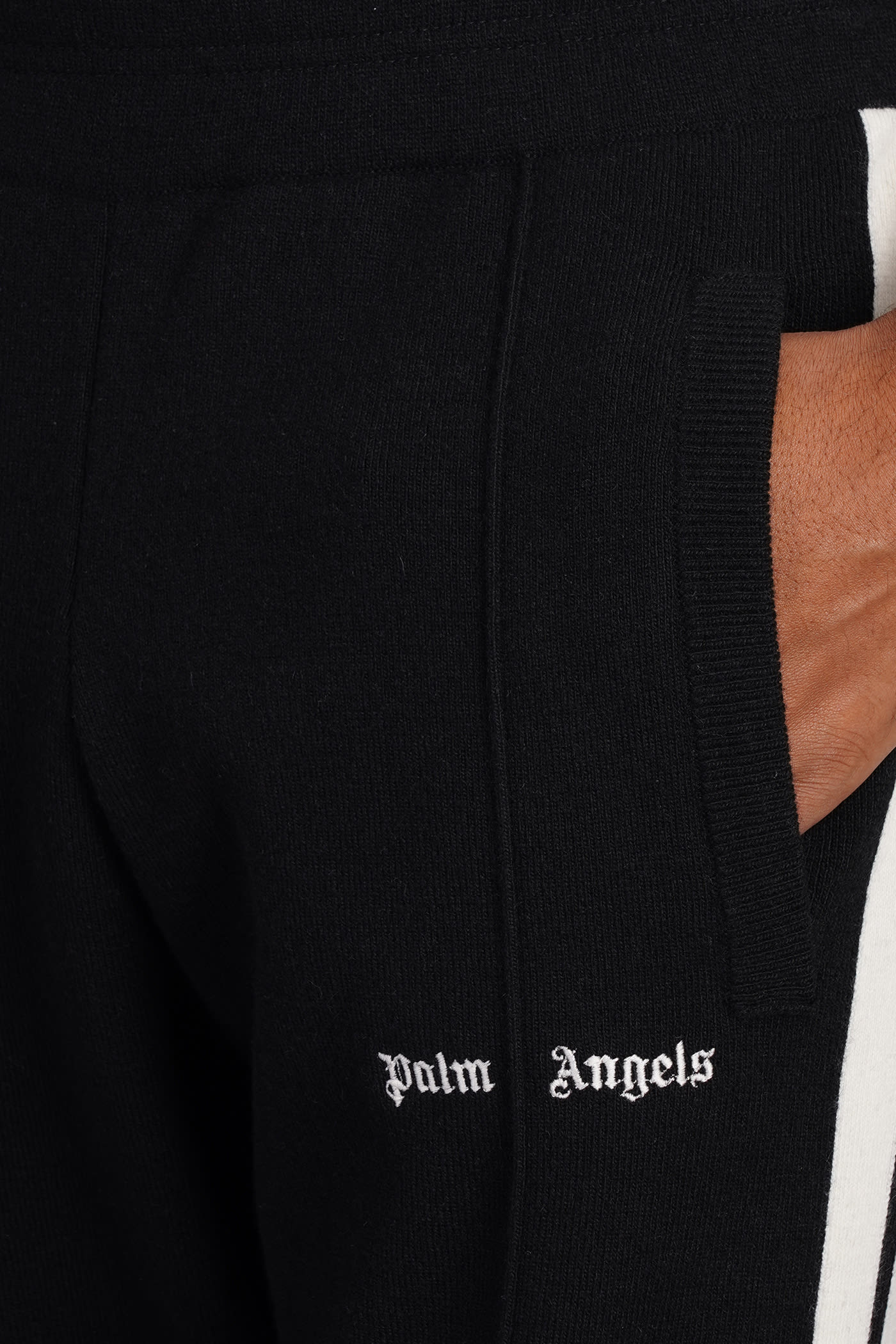 Shop Palm Angels Pants In Black Wool