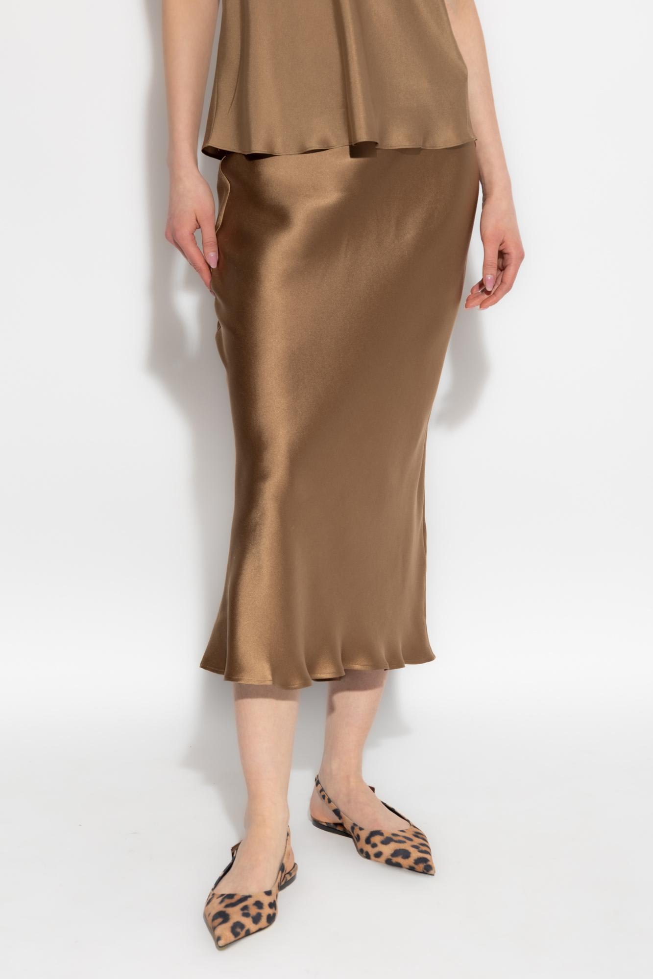 Shop Anine Bing Silk Skirt Bar In Marrone