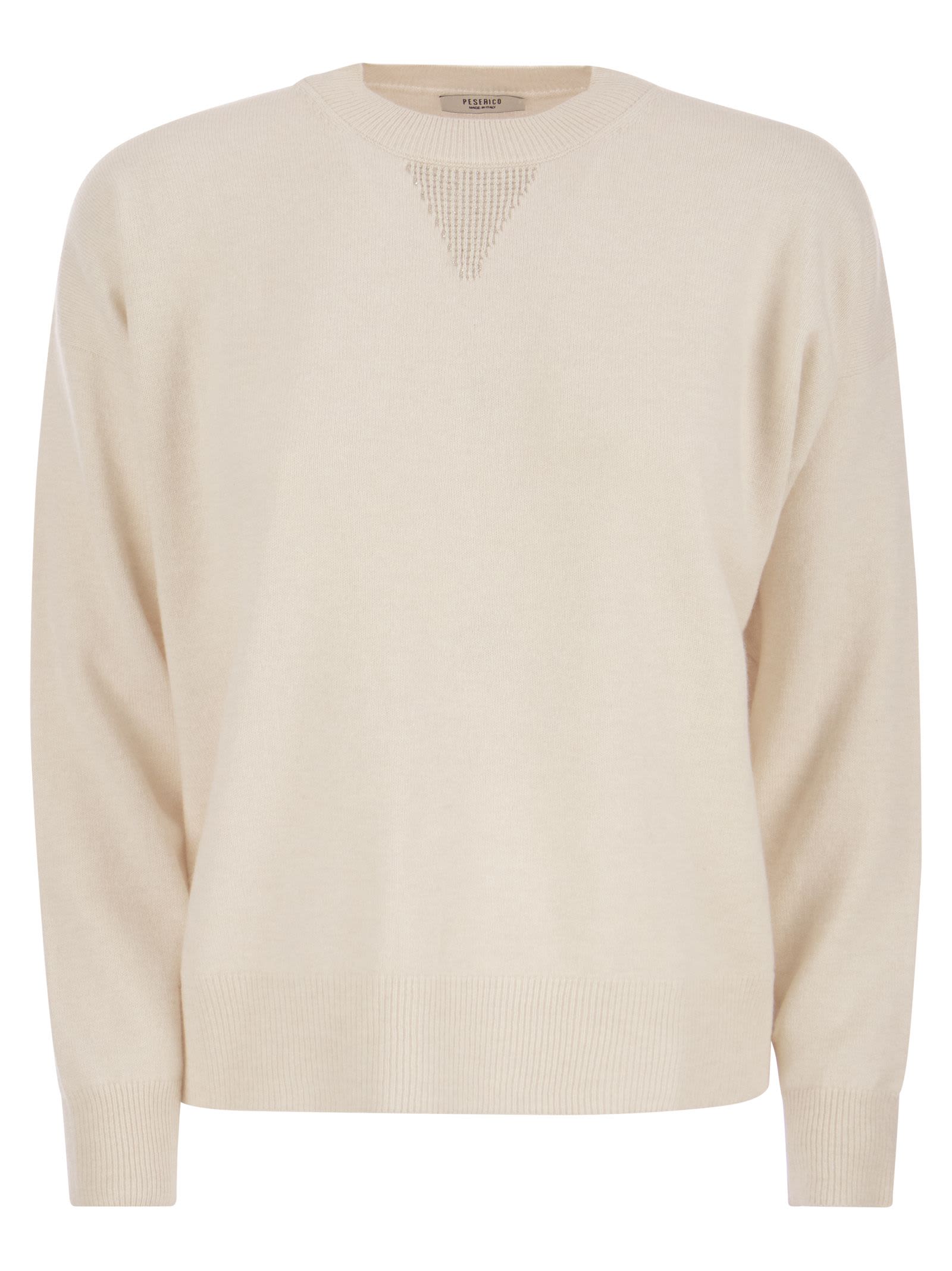 PESERICO CREW-NECK SWEATER IN WOOL, SILK AND CASHMERE BLEND