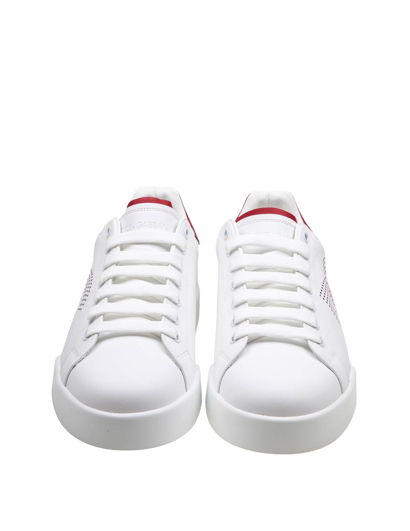 Shop Dolce & Gabbana Portofino Light Sneakers In White And Red Leather In White/red