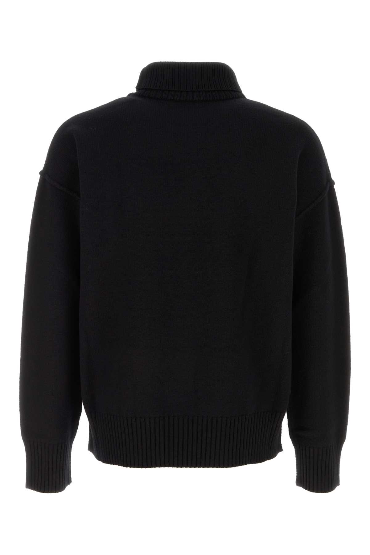 Ami Alexandre Mattiussi Ami Paris Funnel-neck Sweater With Heart Intarsia Design In Black