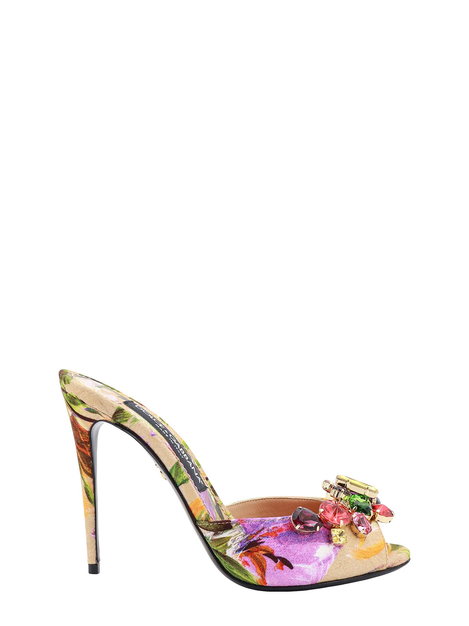 Fabric Sandals With Floral Motif