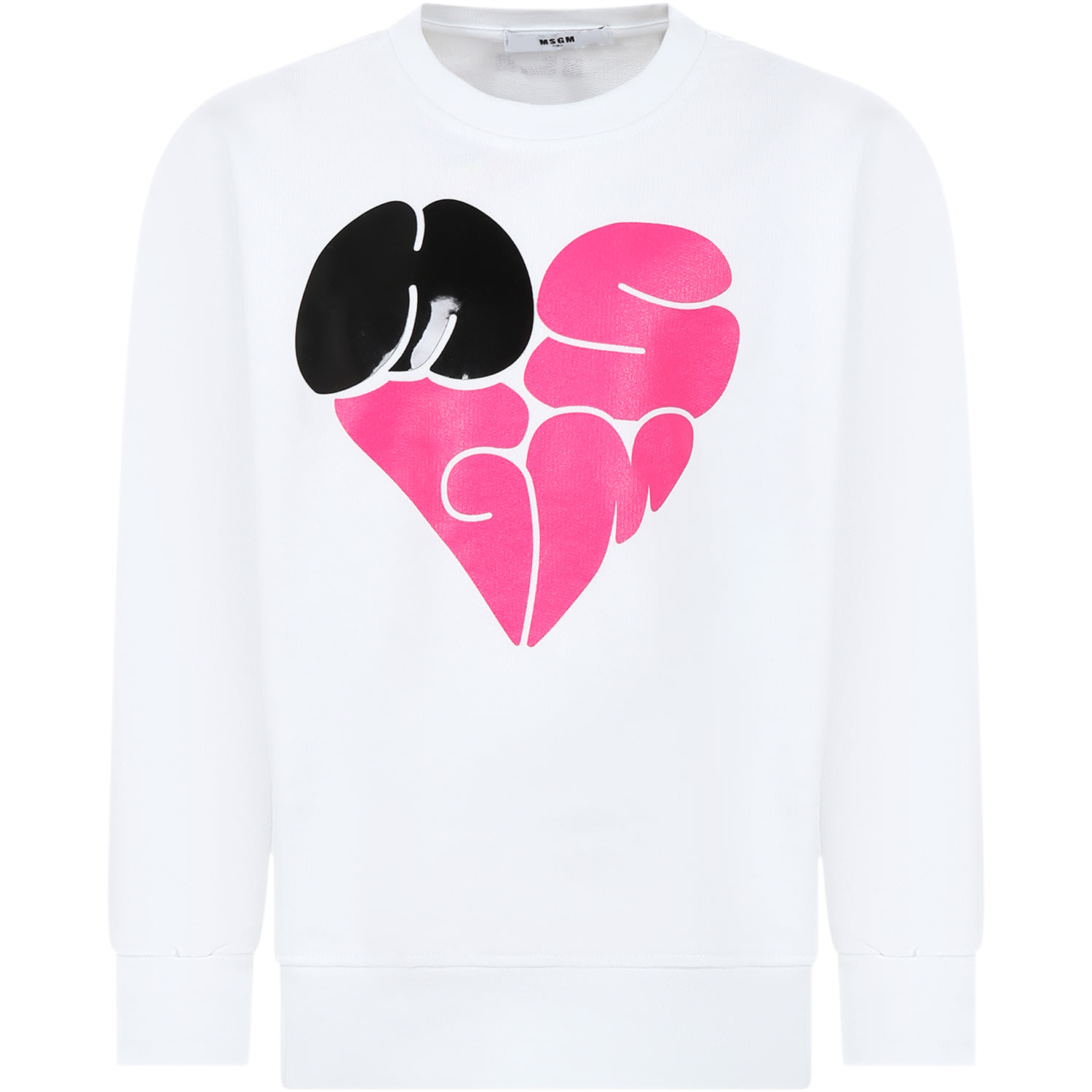 Msgm Kids' White Sweatshirt For Girl With Logo