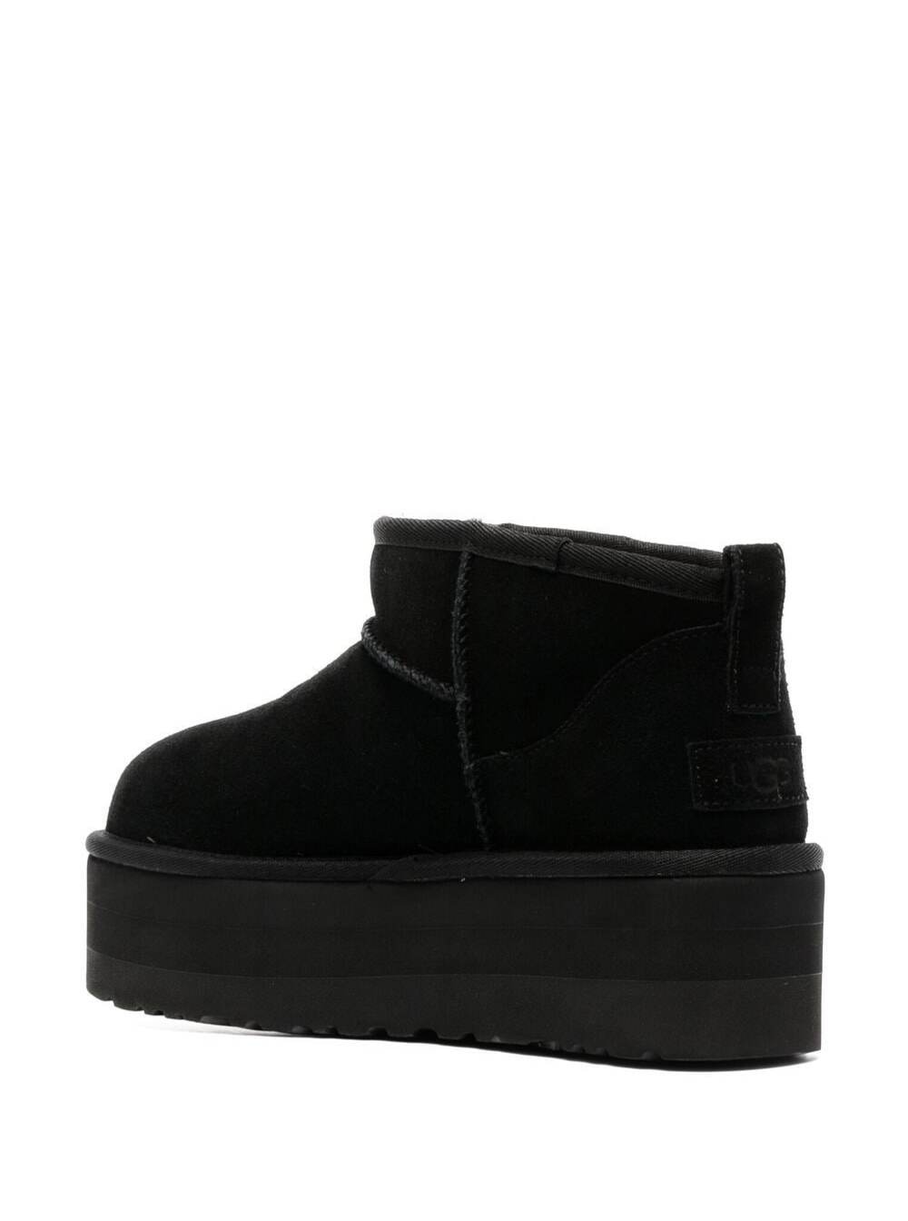 Ugg Ultramini Black Boots With Platform In Suede Woman In Black