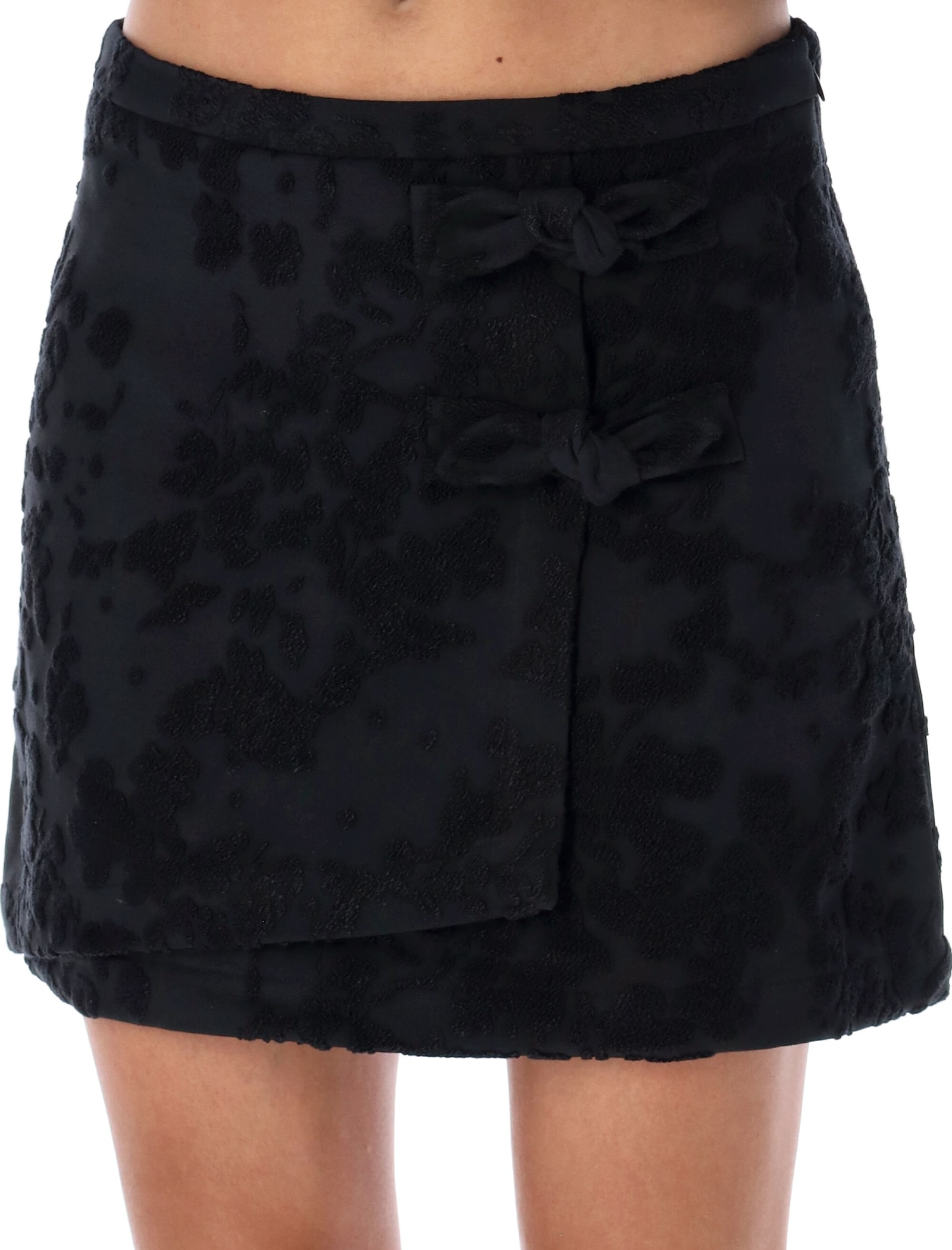 Shop Ganni Mini Skirt Jacquard In Black