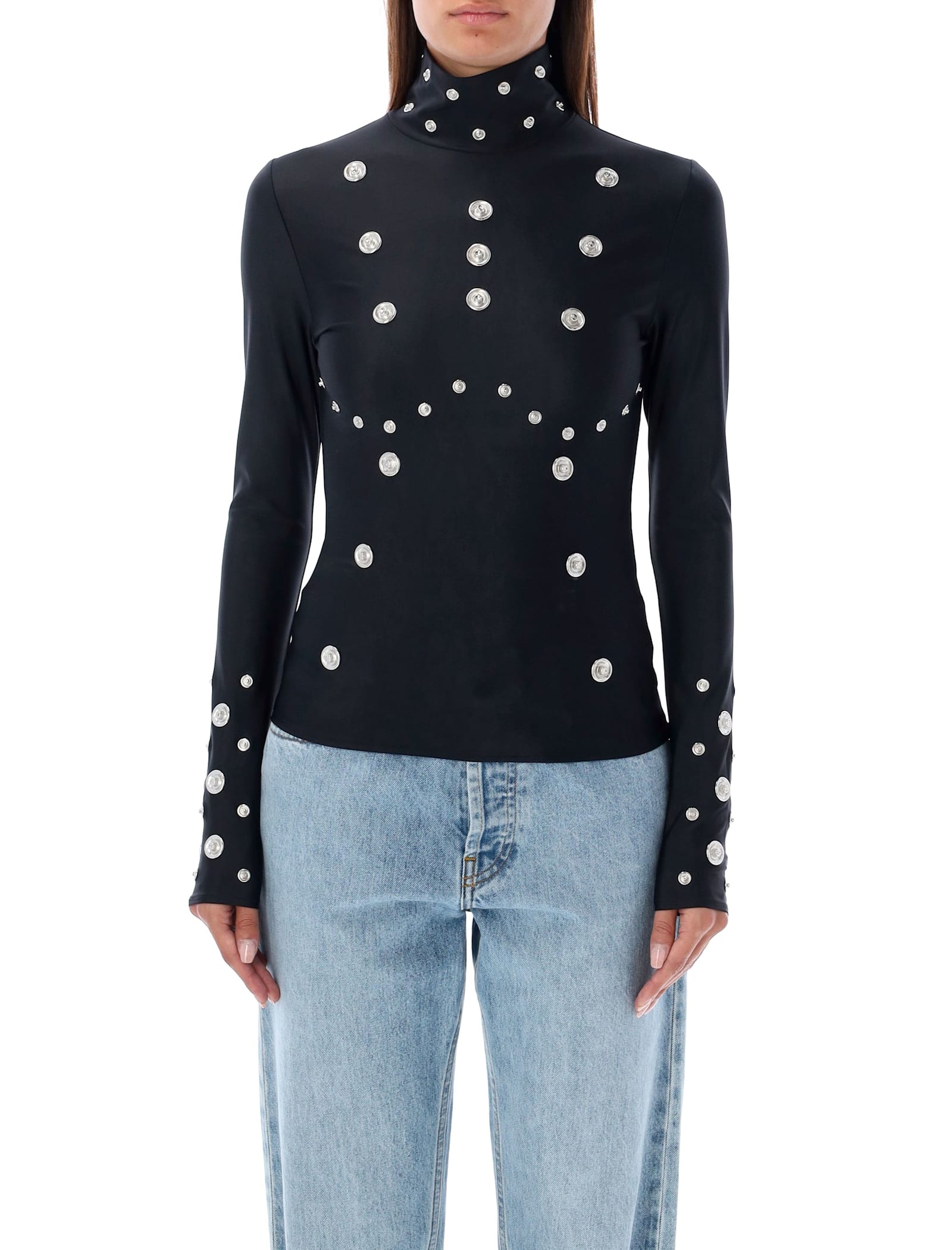 Shop Coperni Snap Long Sleeves Top In Black