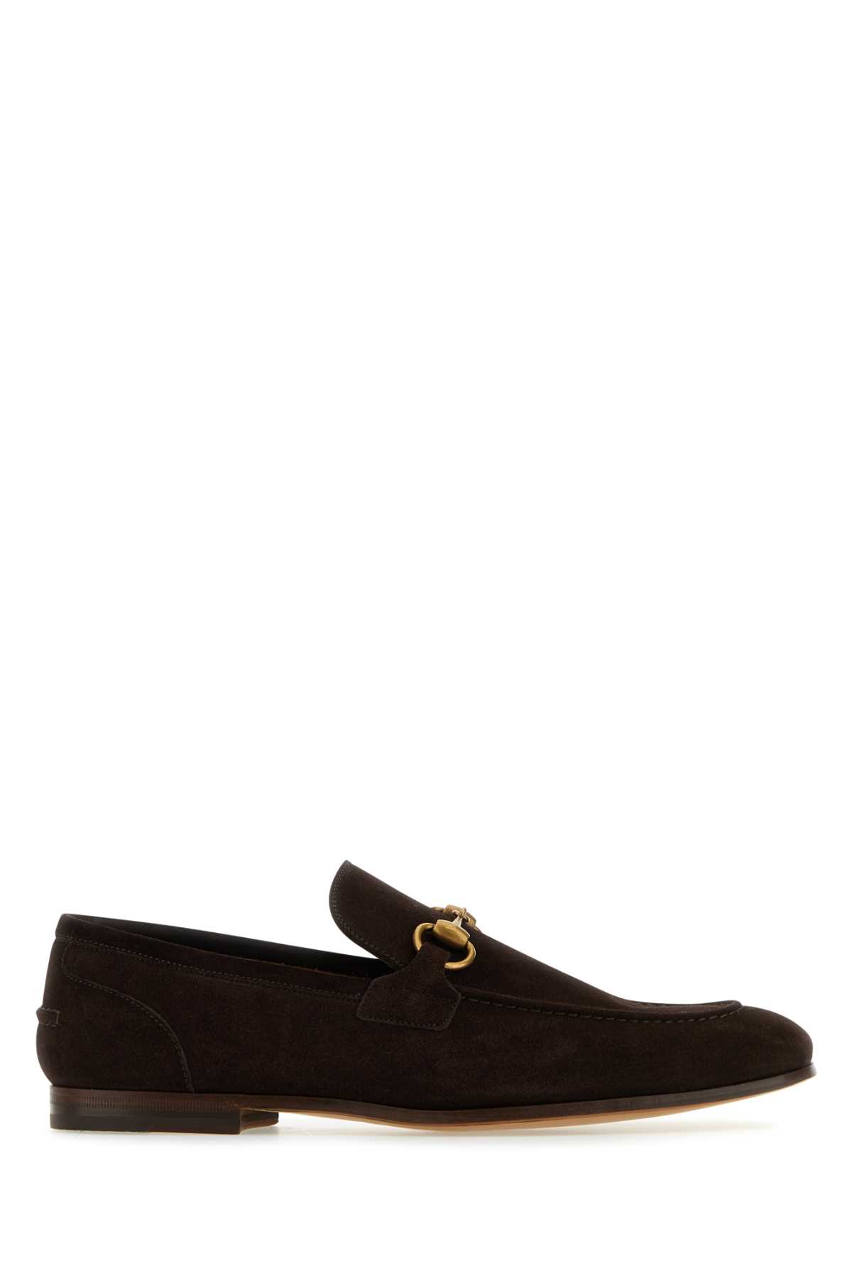 Shop Gucci Chocolate Suede Loafers In Cocoa