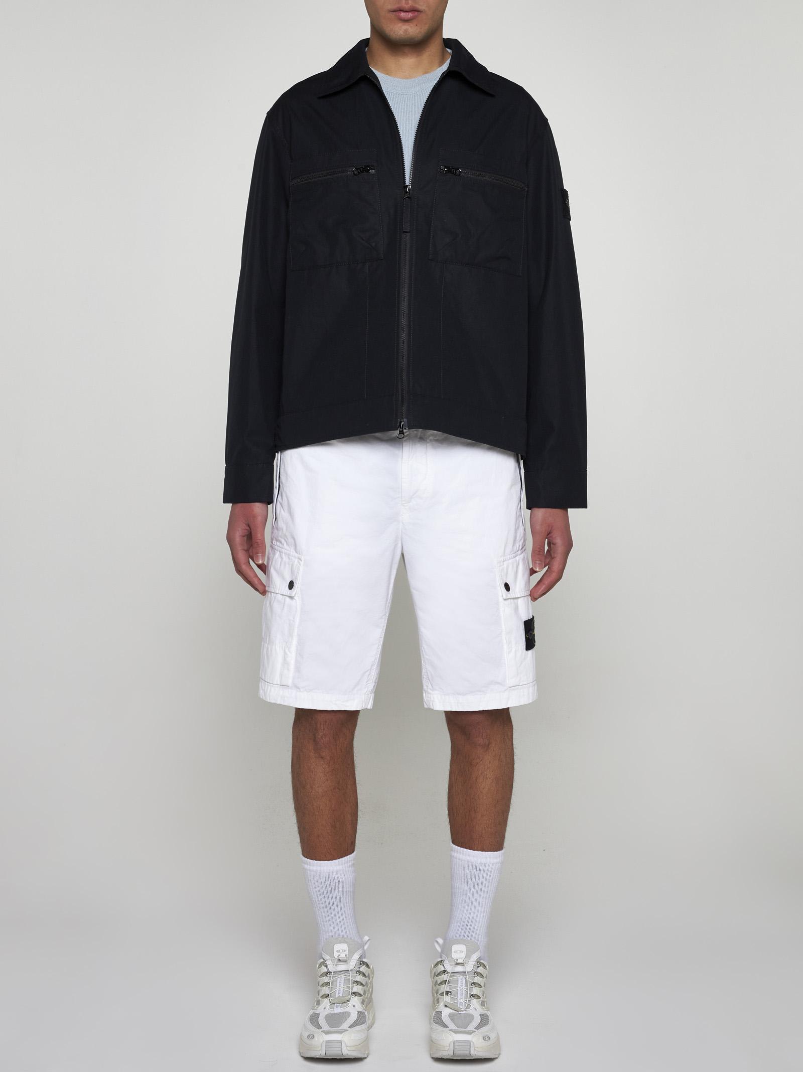 Shop Stone Island Slim-fit Cotton Shorts In White