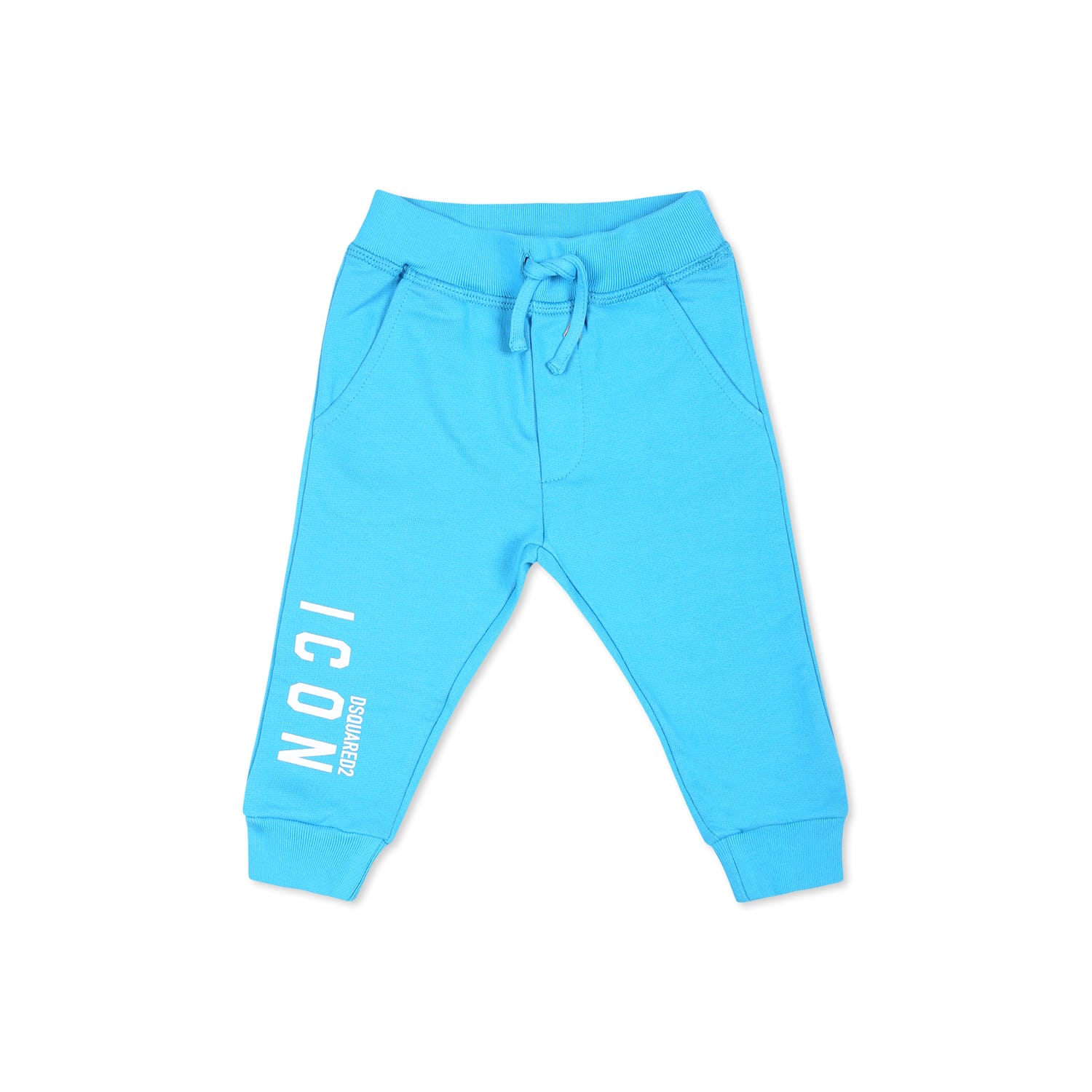 Shop Dsquared2 Light Blue Trousers For Baby Boy With Logo