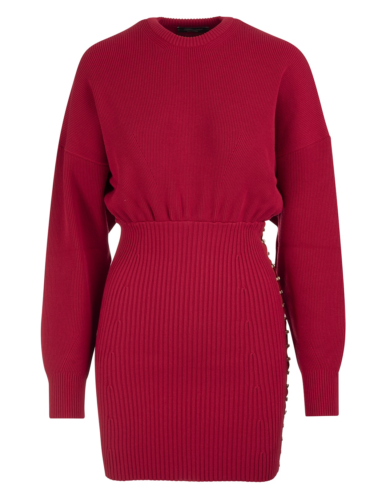 Blumarine Short Dress In Red Knit With Hooks