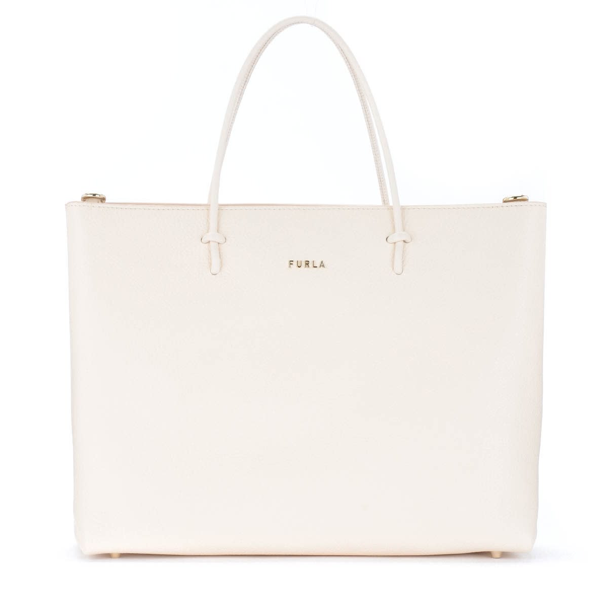 Furla Essential M Tote Bag In Ivory Leather
