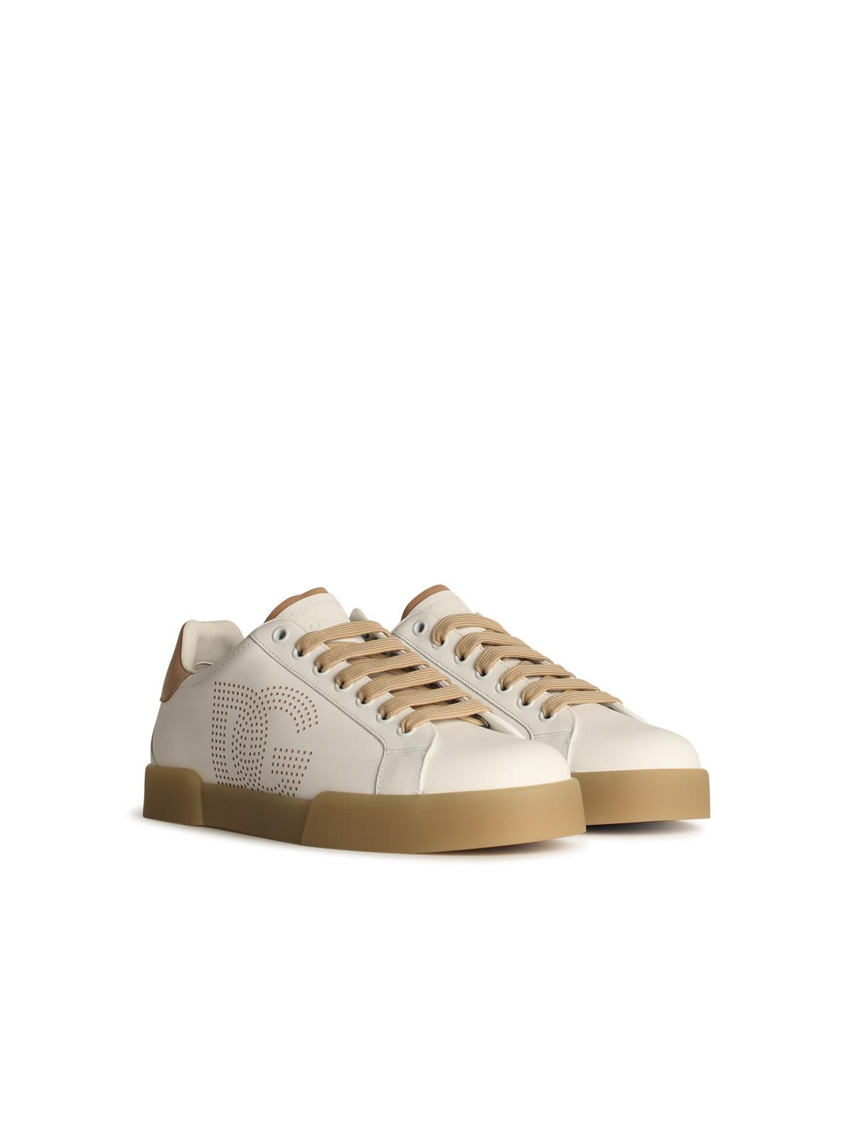 Shop Dolce & Gabbana White Leather Sneakers