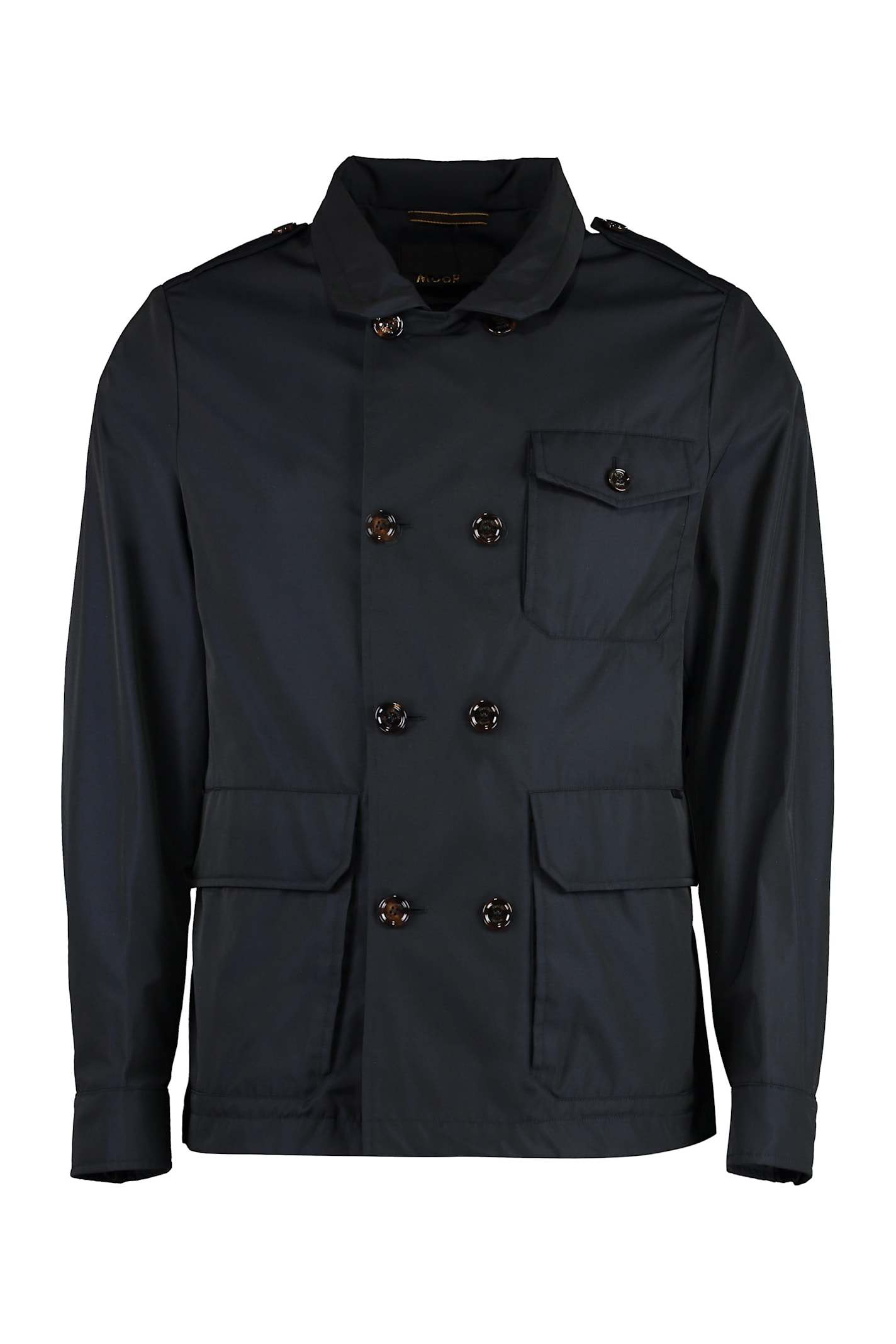 Moorer Double-breasted Gabardine Jacket In Blue