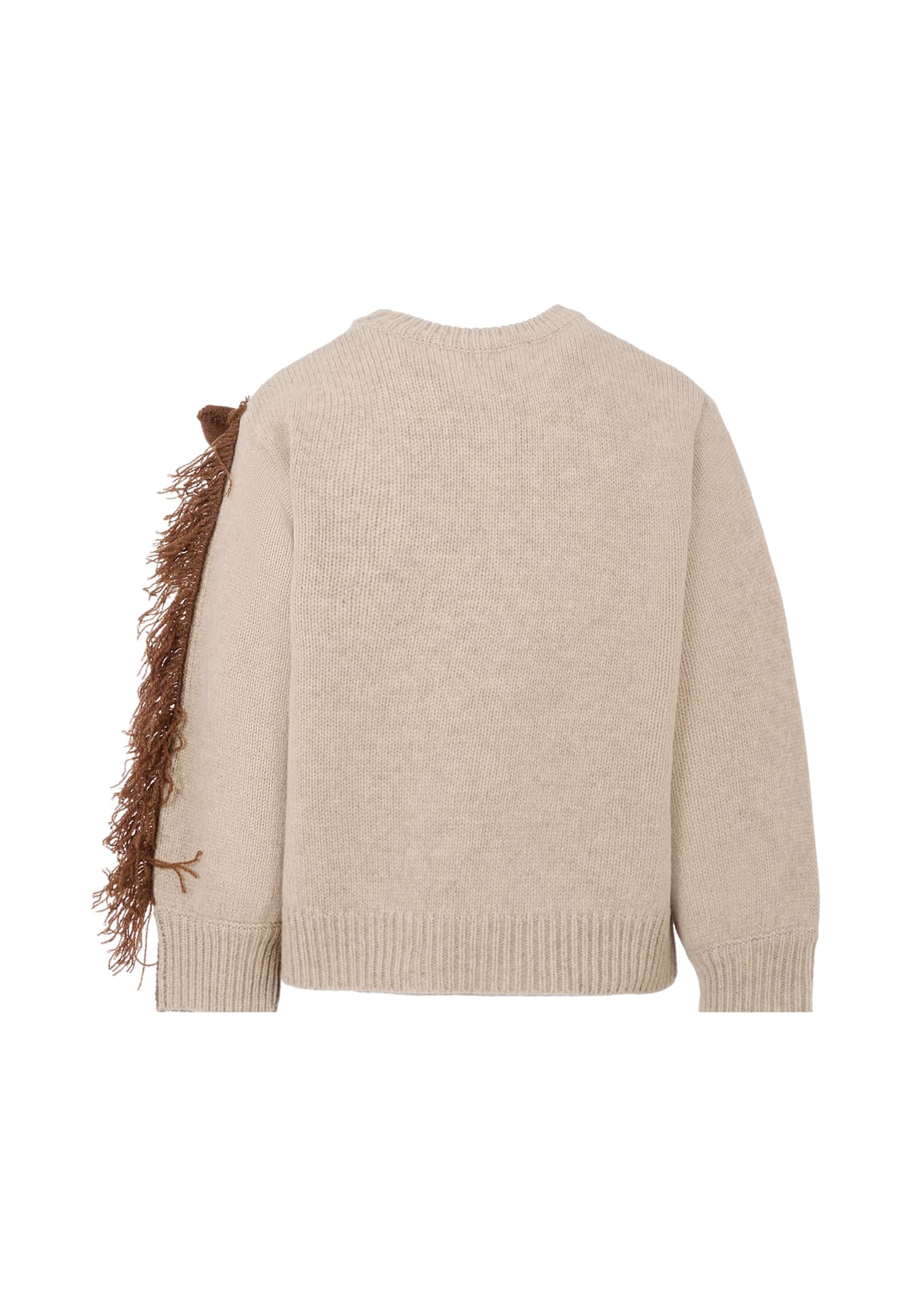 Molo Beige Sweater For Girl With Horse In Brown