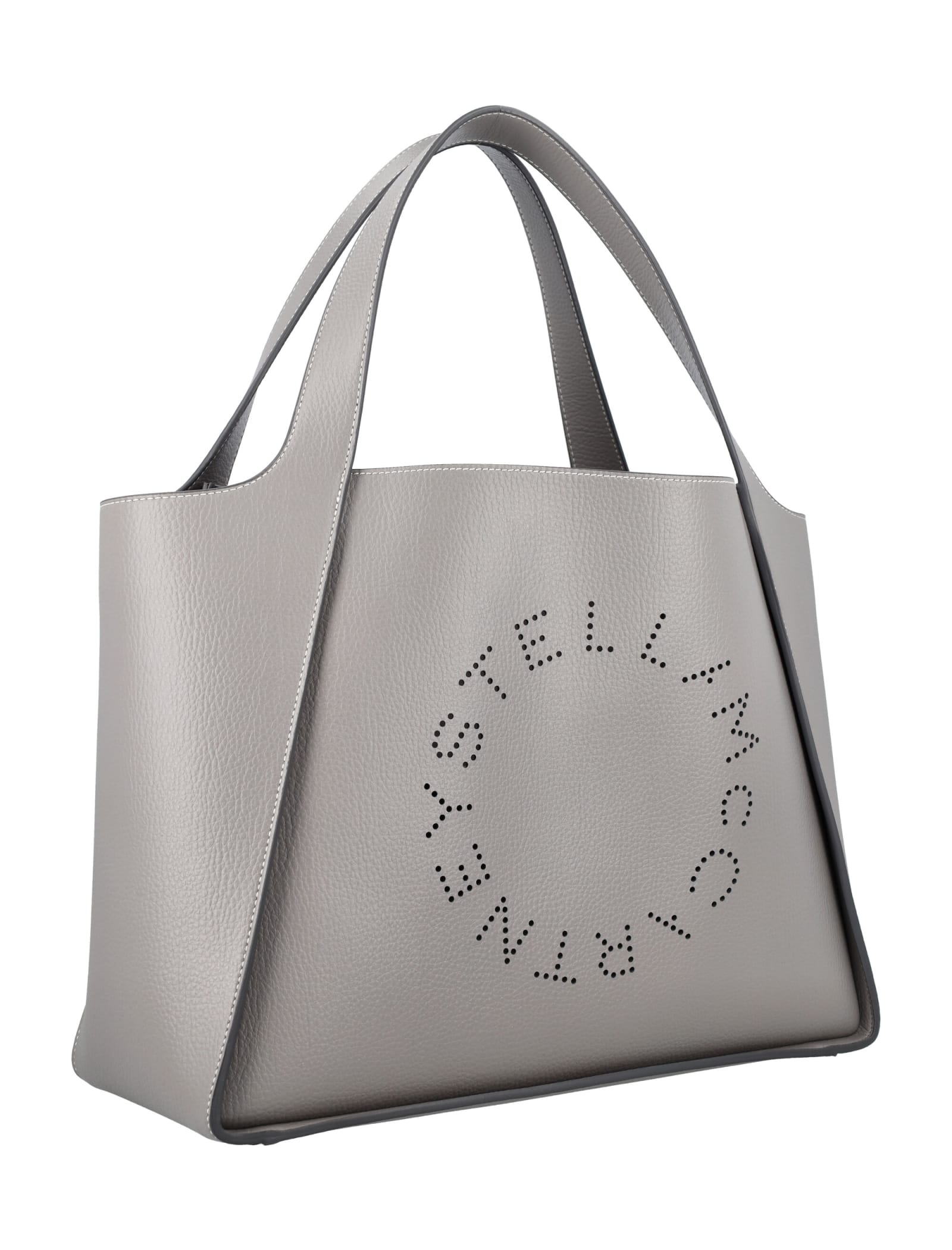 Shop Stella Mccartney Logo Grainy Alter Mat Tote Bag In Smoke